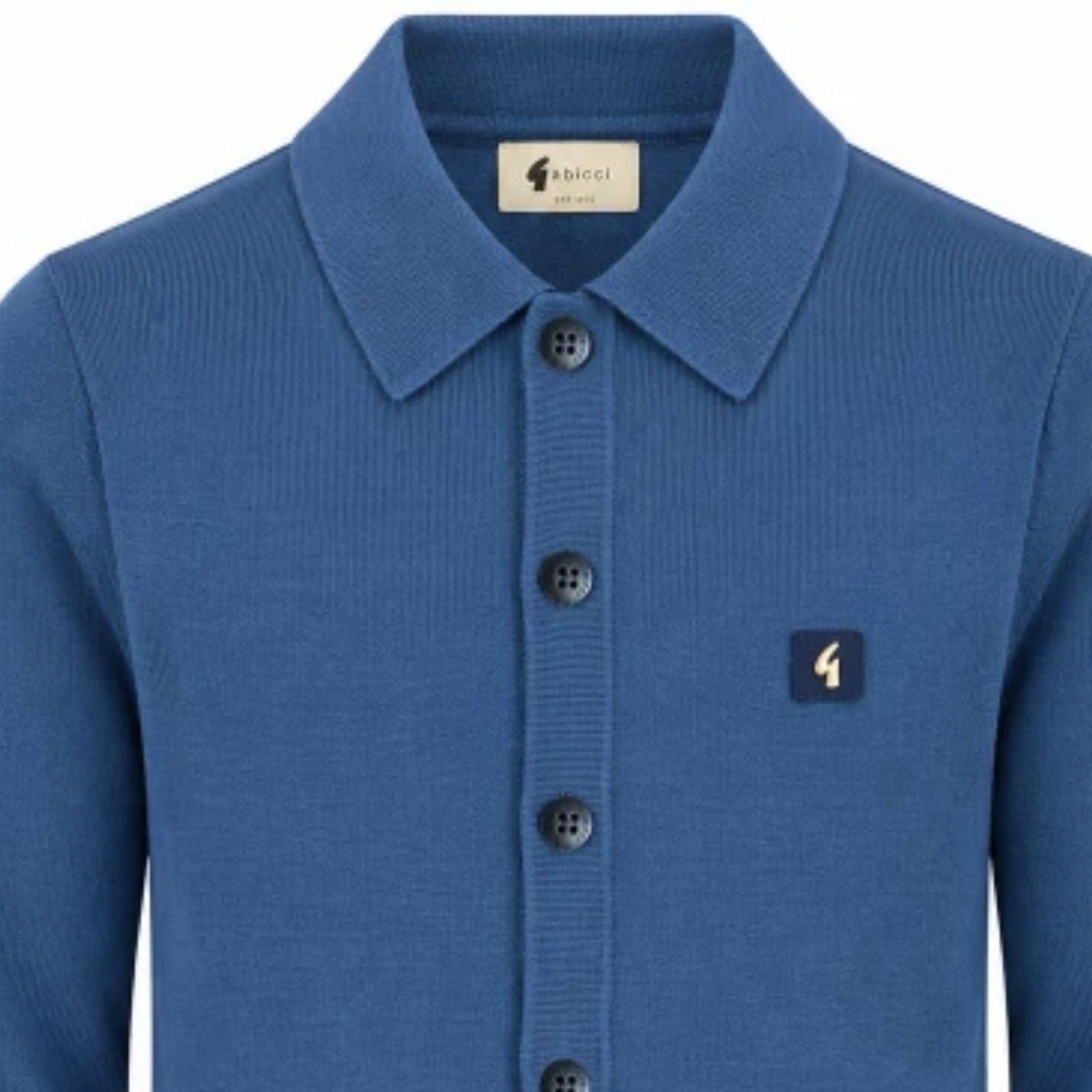 Gabicci Vintage Azima Long Sleeve Plain Knit Button Thru - Airforce