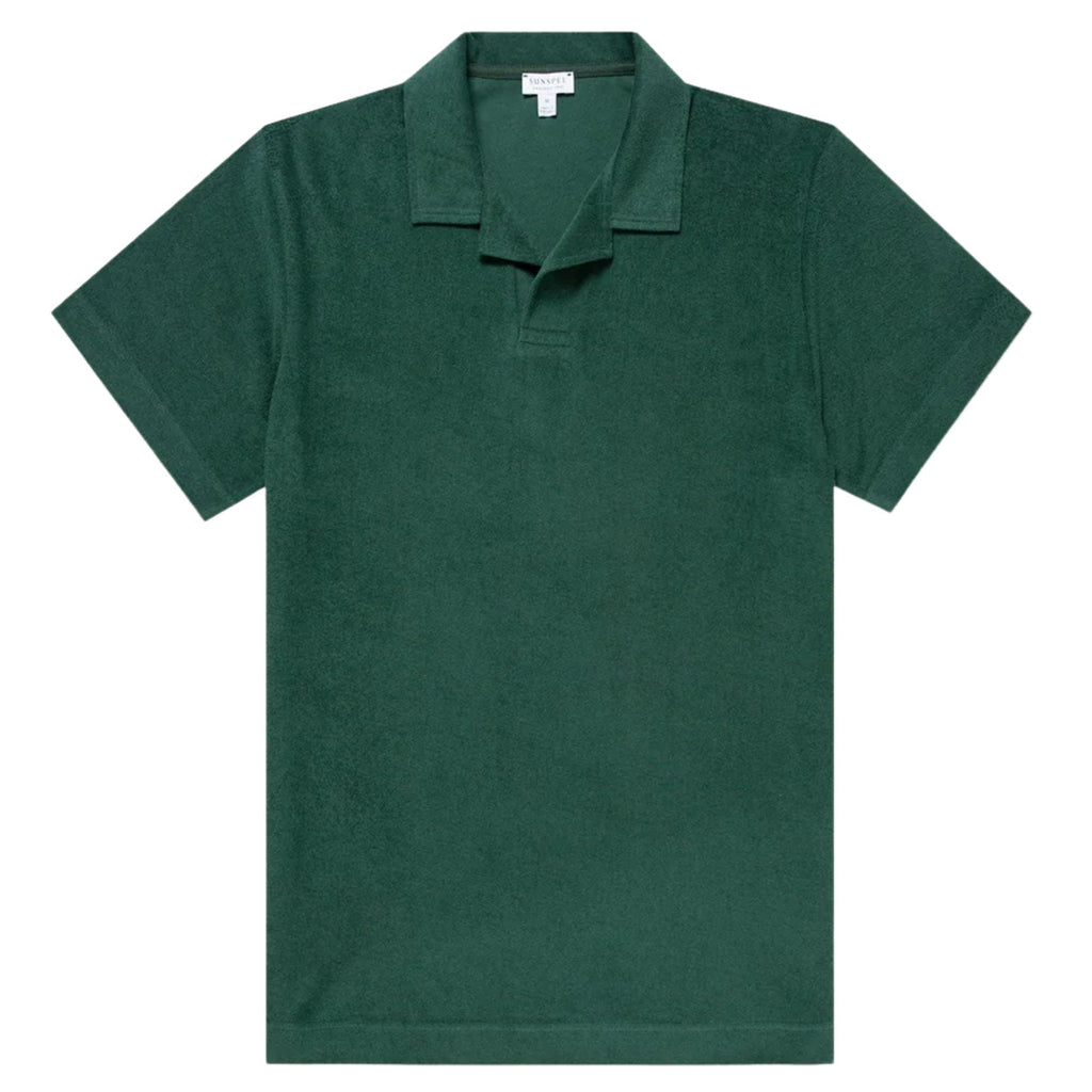 Sunspel Towelling Polo Shirt - Forest