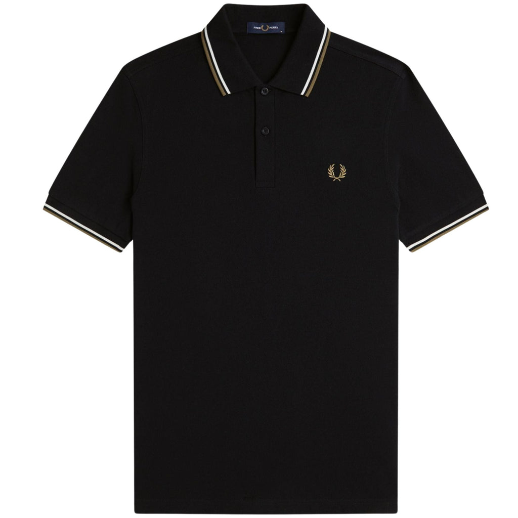 Fred Perry M3600 Twin Tipped Polo - Black/Snow White/Bronze
