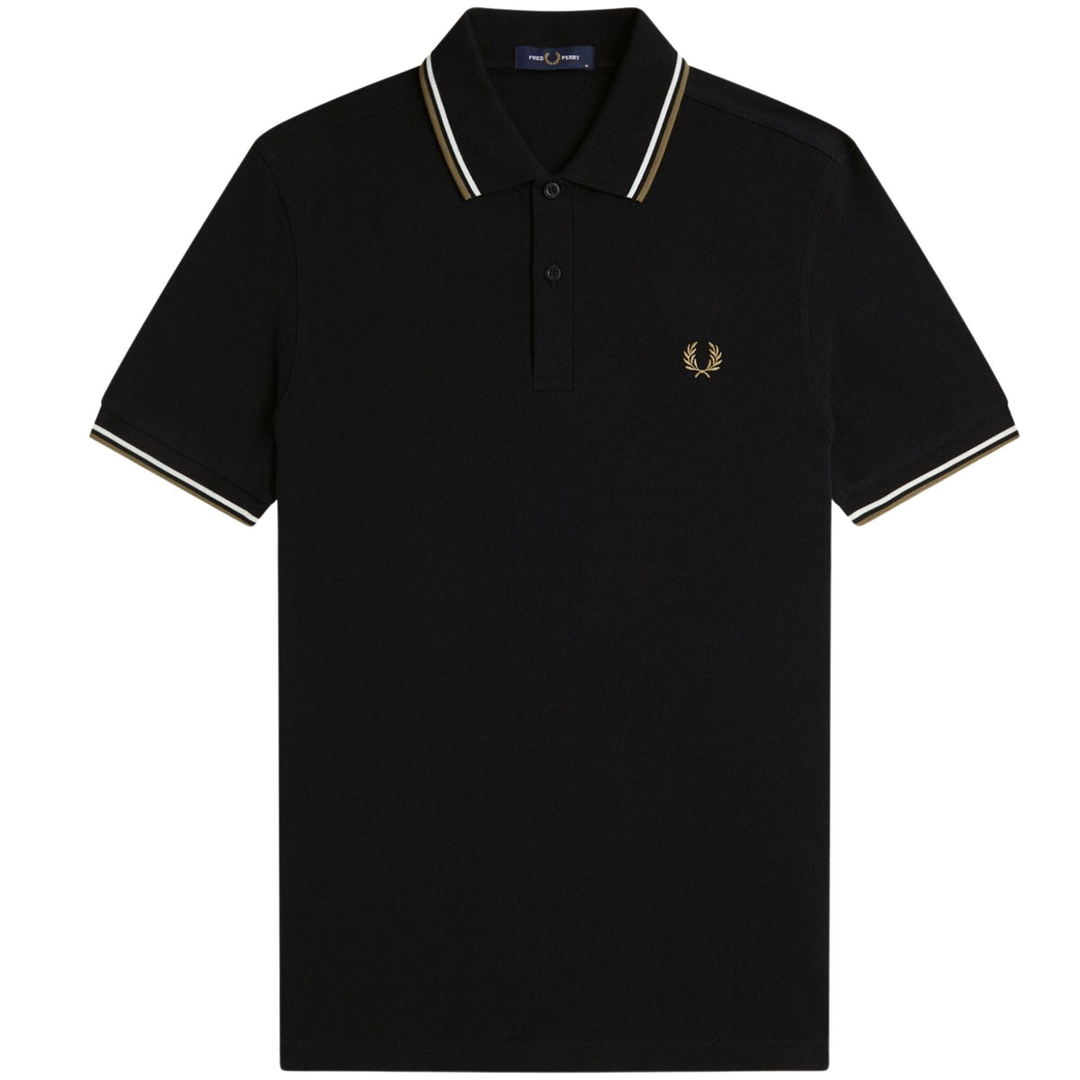 Fred Perry M3600 Twin Tipped Polo - Black/Snow White/Bronze
