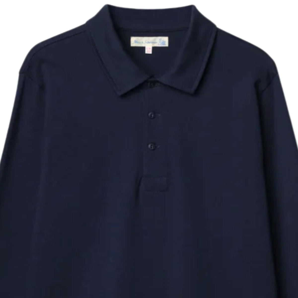 Merz b Schwanen 2MPOLO01LS Mid-Century Machine Refined Fit Polo Longsleeve - Ink Blue