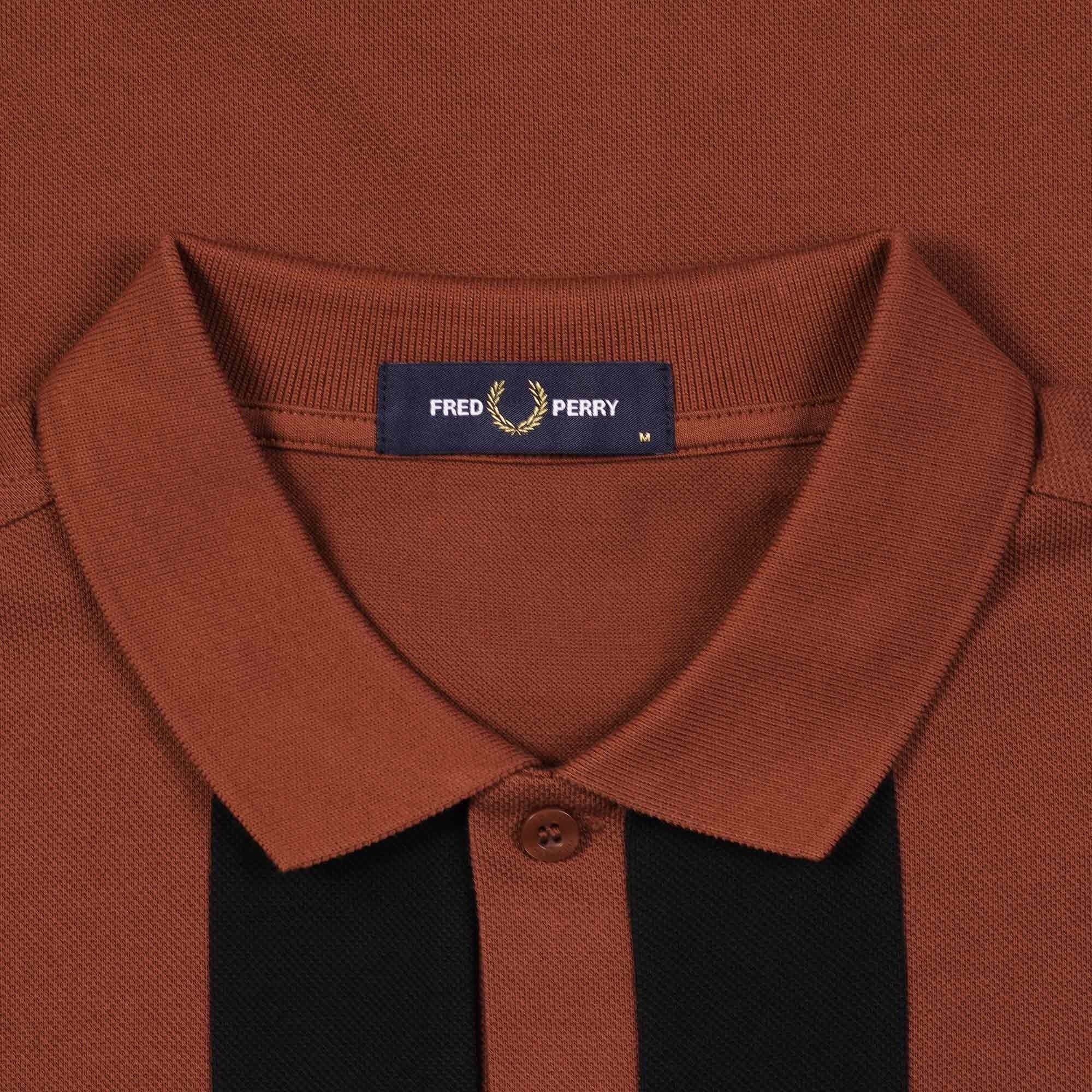 Fred Perry Panelled Polo Shirt - Whiskey Brown