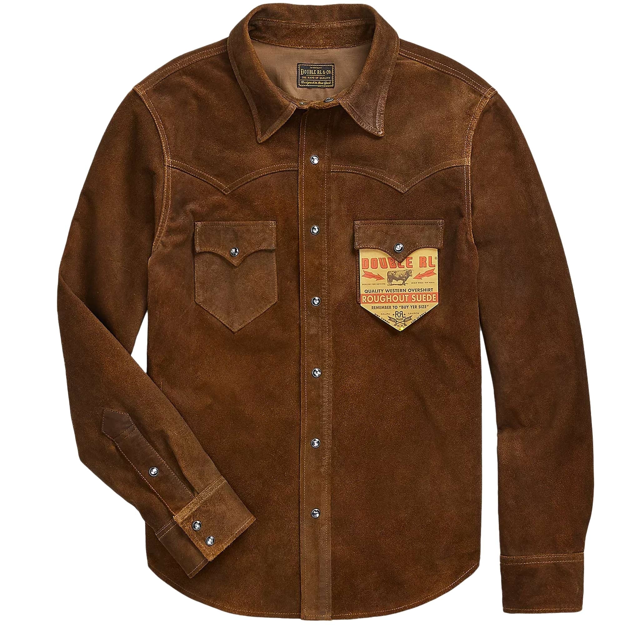 Roughout Suede Western Overshirt - Brown