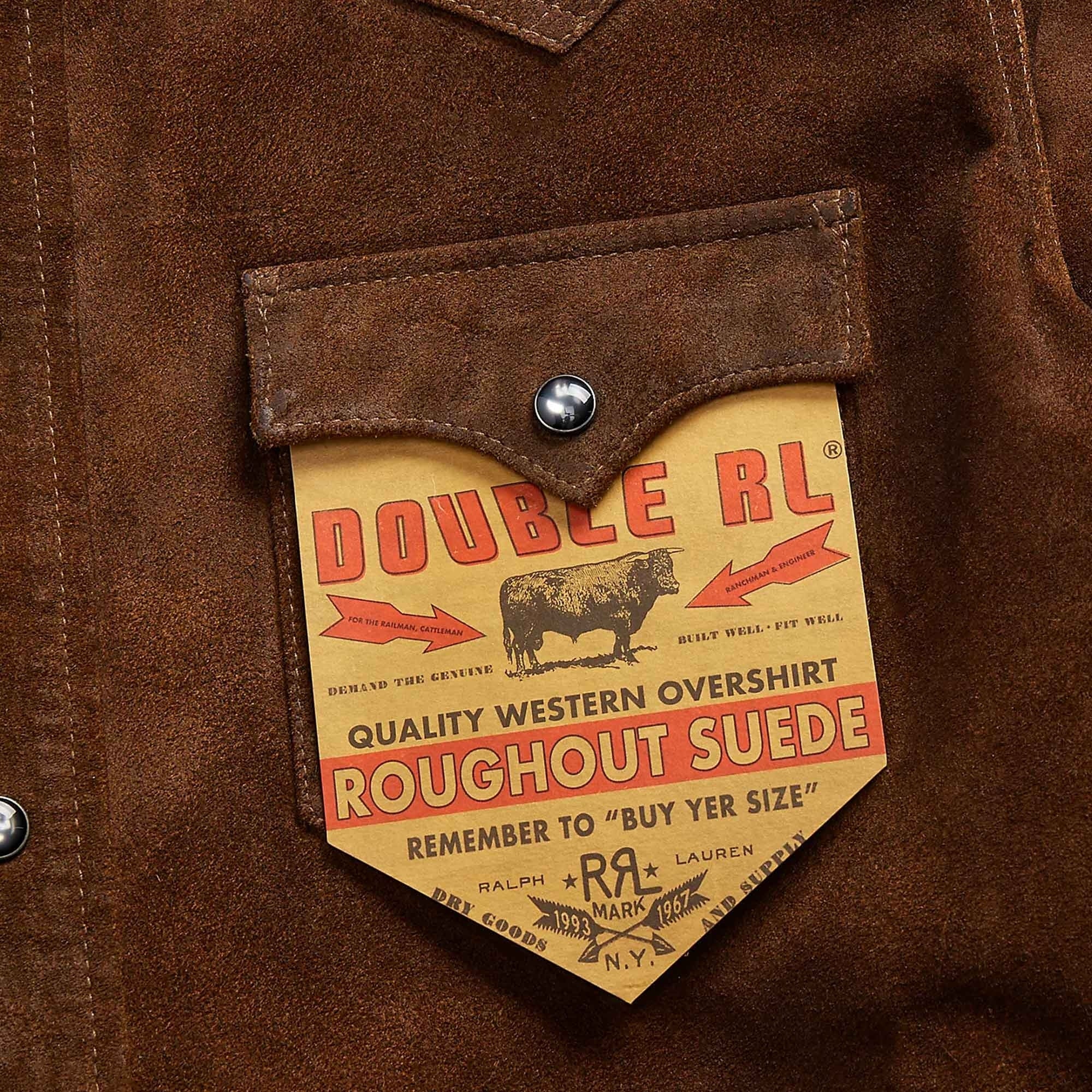 RRL by Ralph Lauren Roughout Suede Western Overshirt - Brown