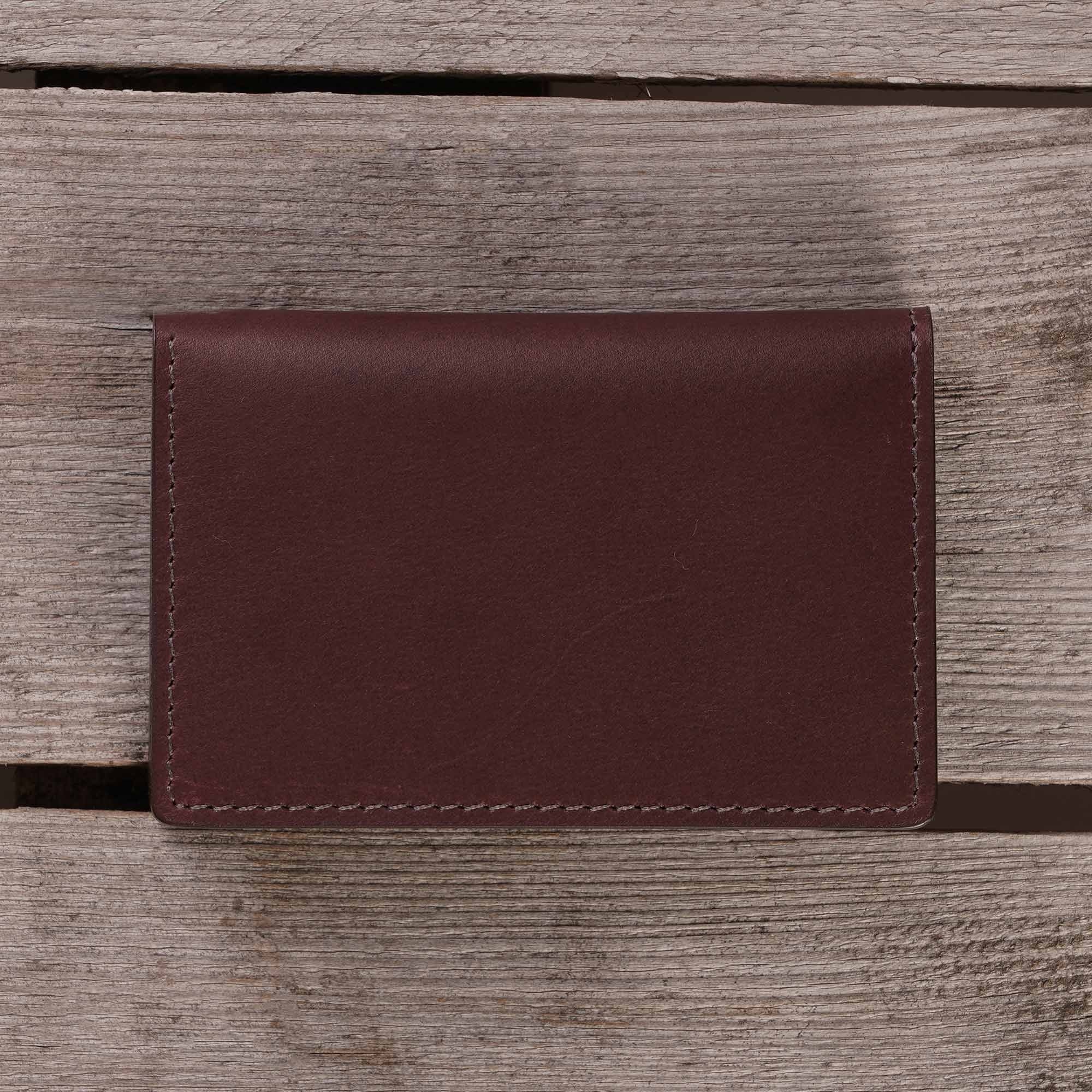 None Of The Above Leather Card Case - Bordeaux