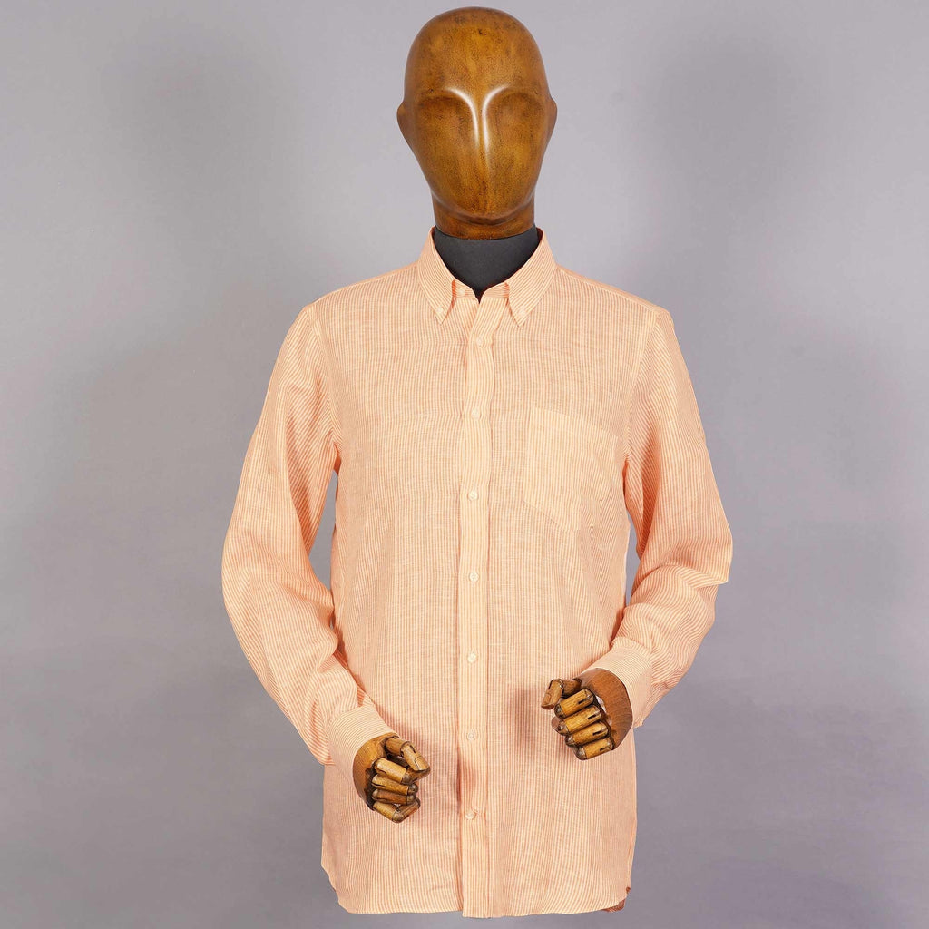 None Of The Above Linen Shirt - White/Orange