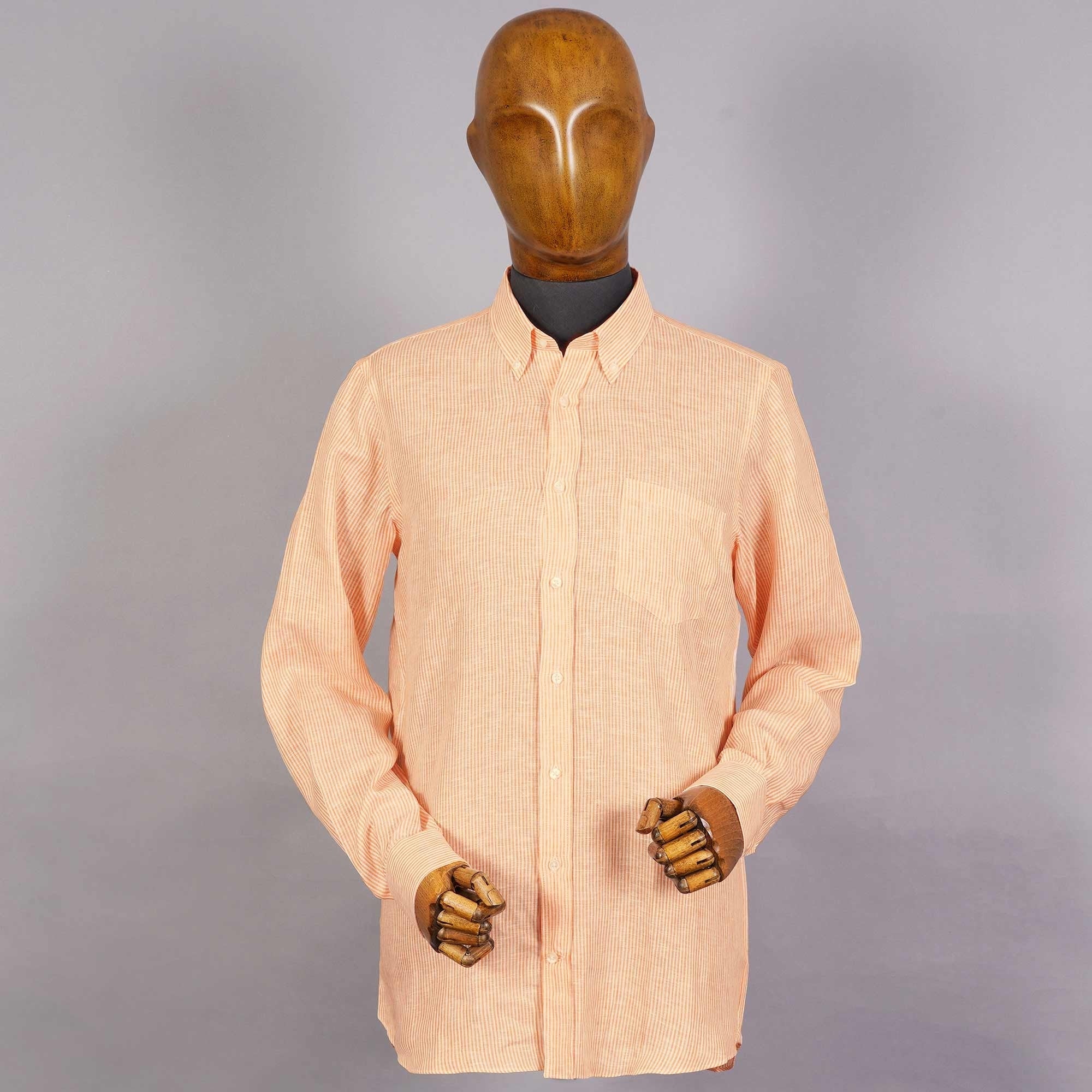 None Of The Above Linen Shirt - White/Orange