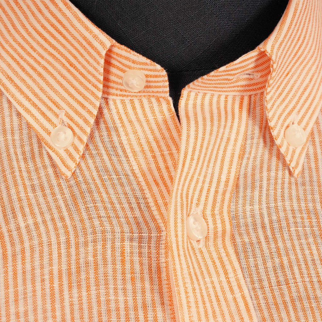 None Of The Above Linen Shirt - White/Orange