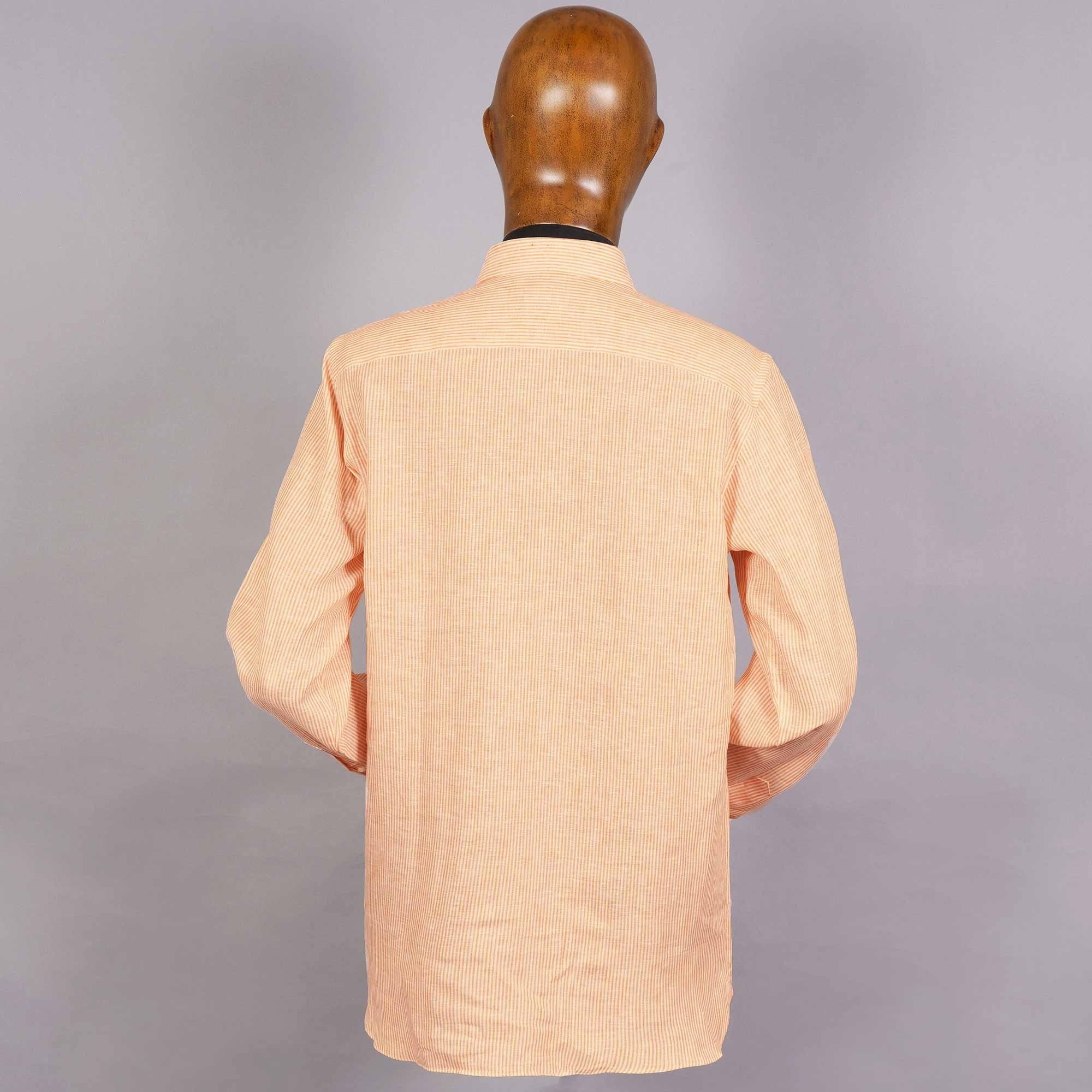 None Of The Above Linen Shirt - White/Orange