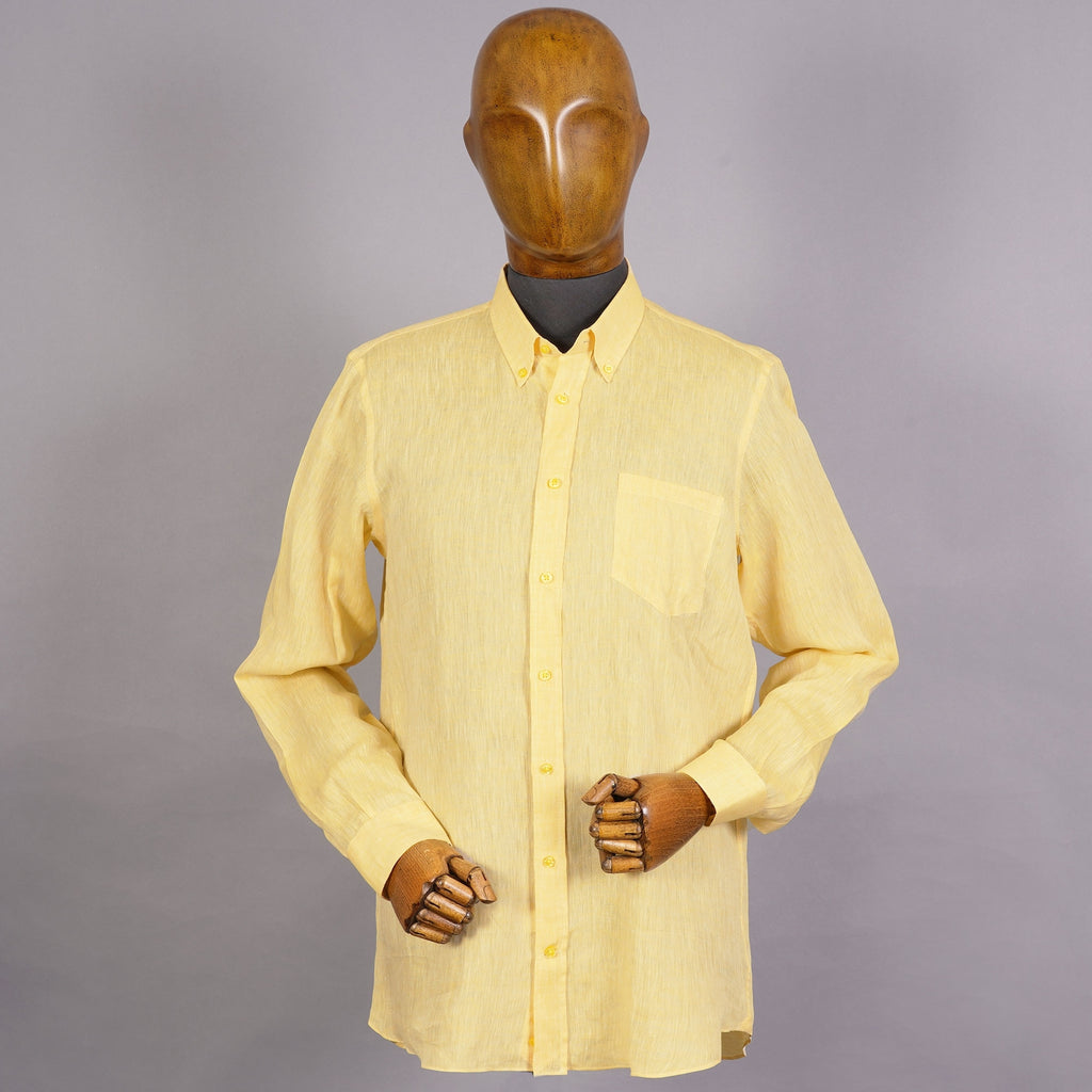 None Of The Above Linen Shirt - Lemon