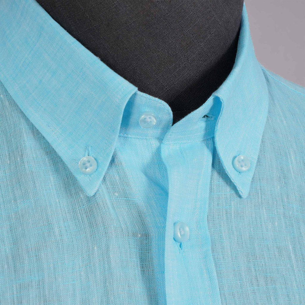 None Of The Above Linen Shirt - Ocean