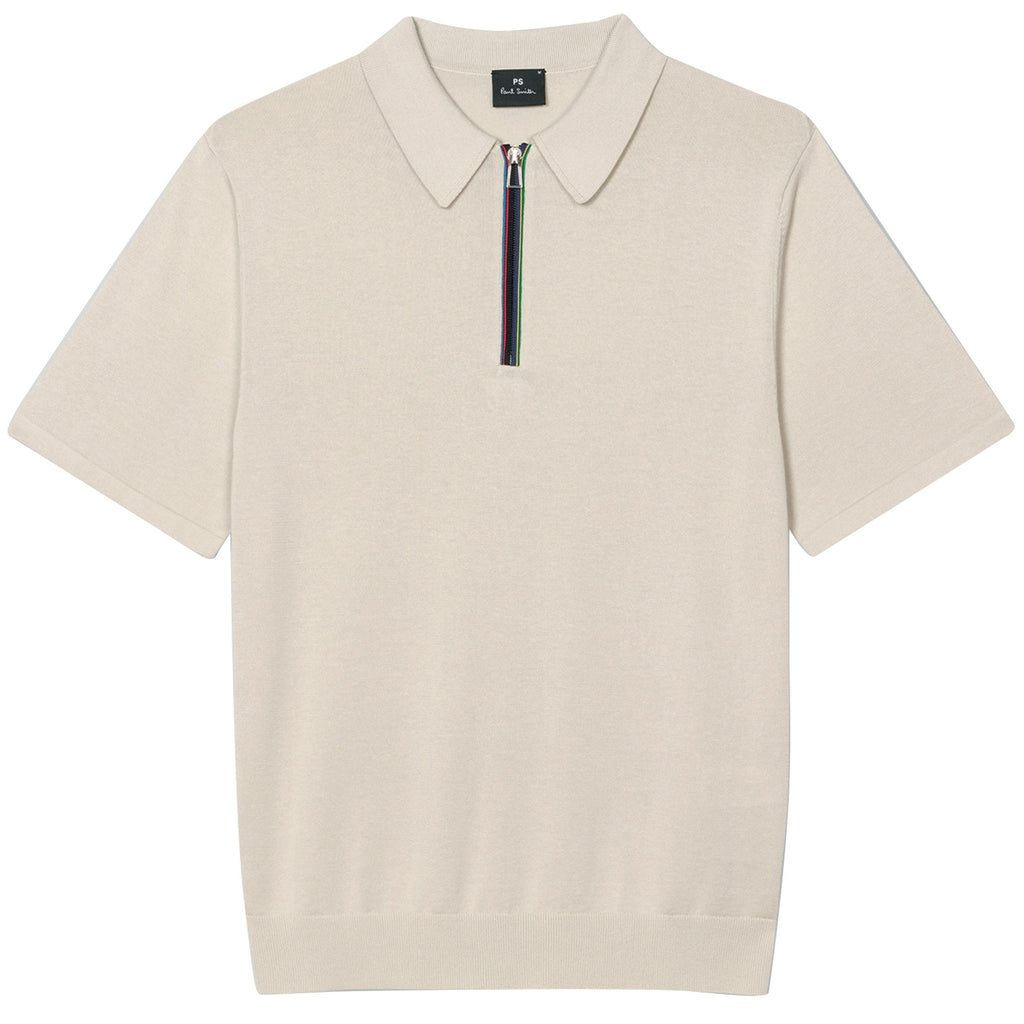 Paul Smith Knitted Zip-Neck Polo Shirt - Ecru