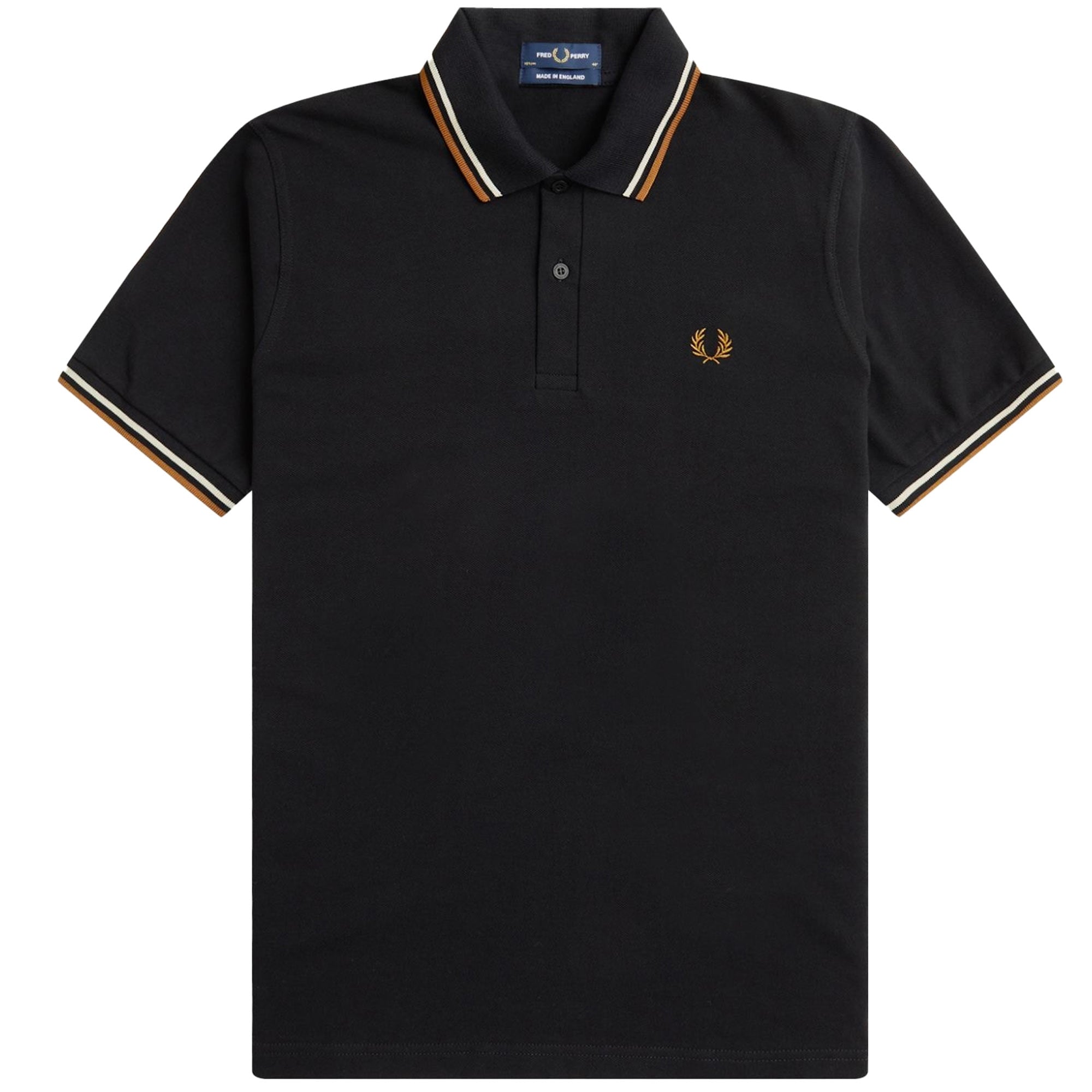 Fred Perry M12 Twin Tipped Polo Shirt - Black and Oat