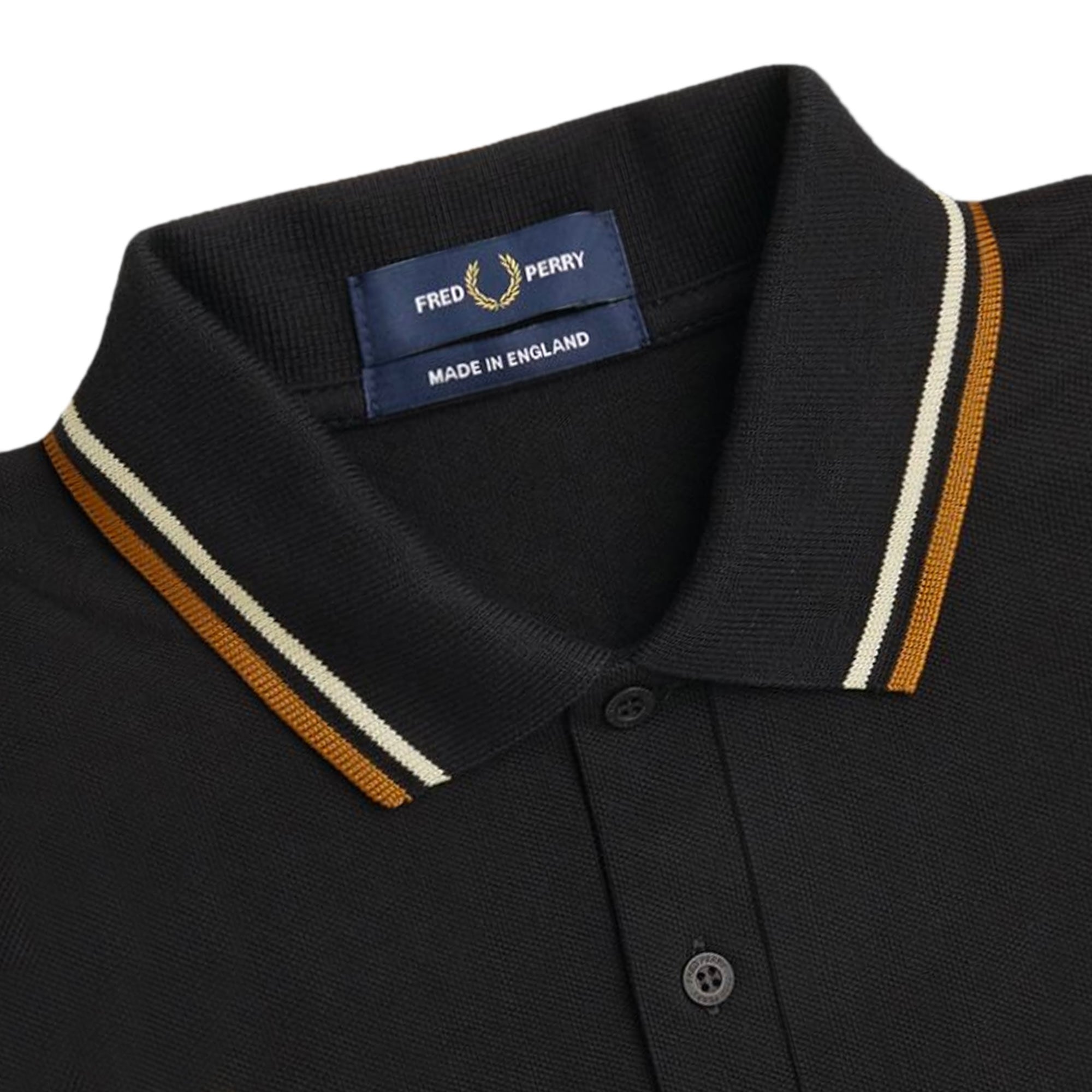Fred Perry M12 Twin Tipped Polo Shirt - Black and Oat