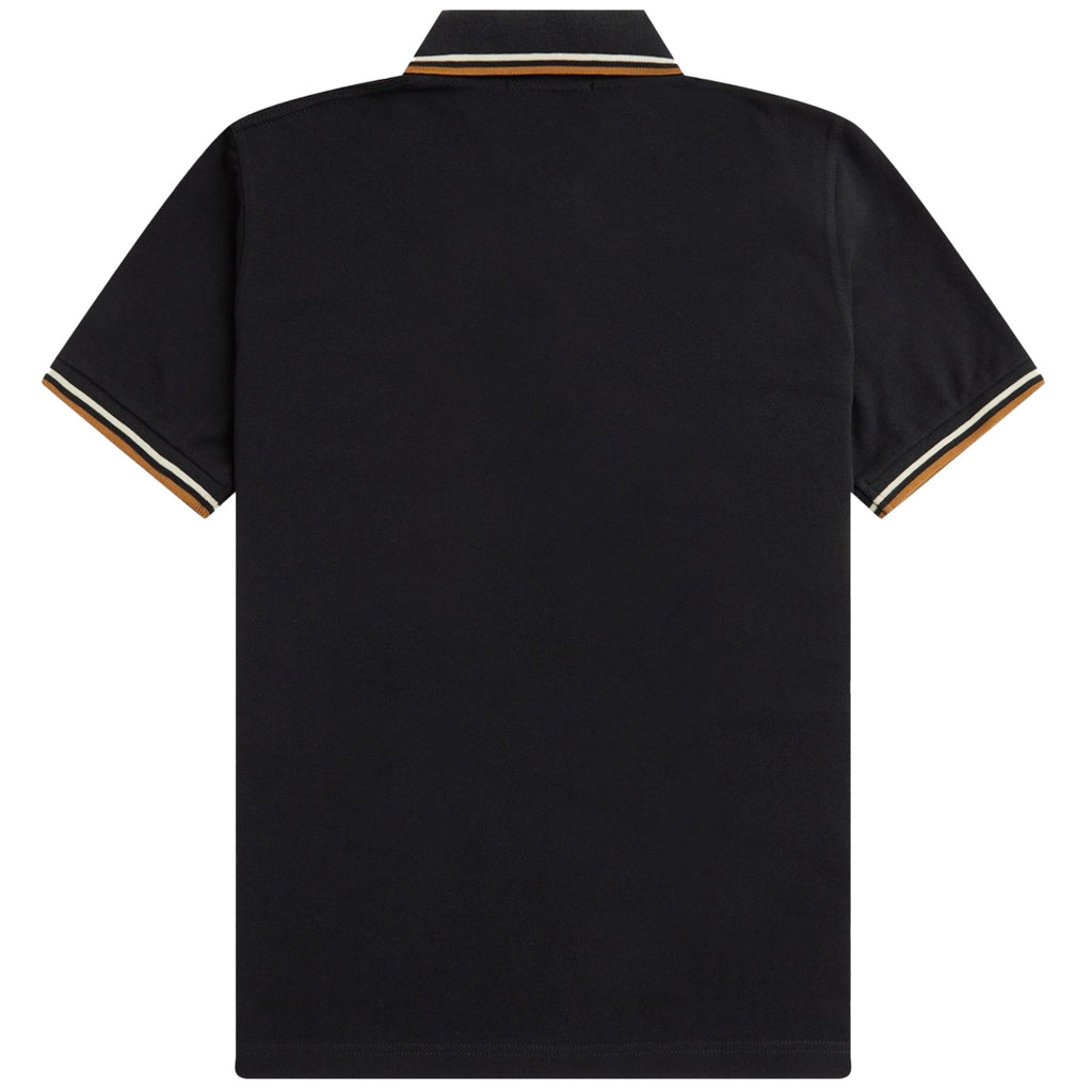 Fred Perry M12 Twin Tipped Polo Shirt - Black and Oat