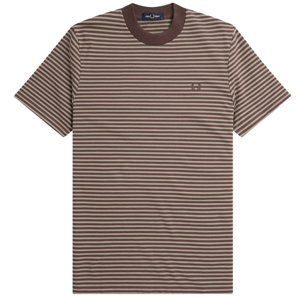Fred Perry Fine Stripe Heavyweight T-Shirt - Brick