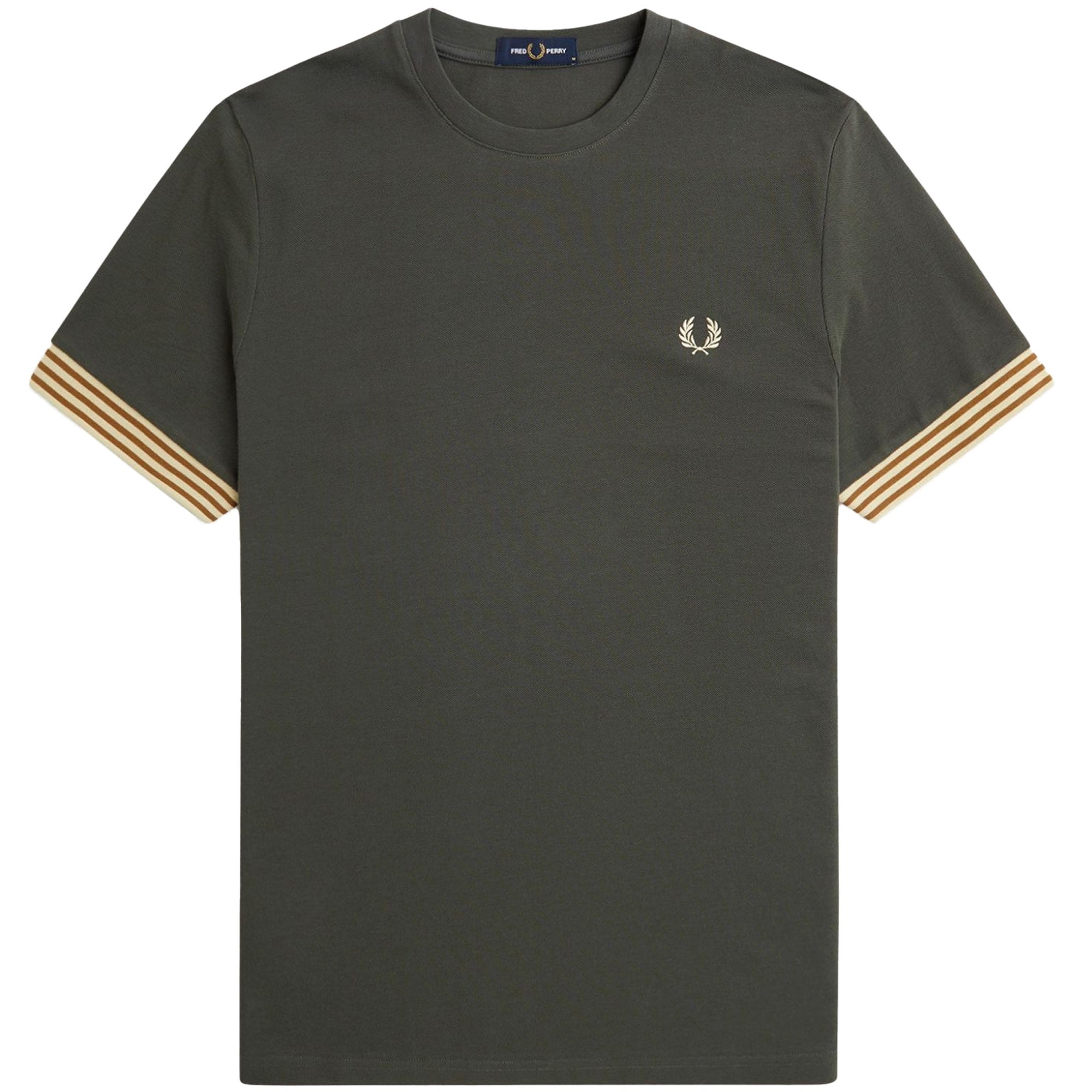 Fred Perry Striped Cuff T-Shirt - Field Green