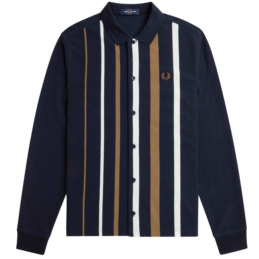 Fred Perry M7771 Gradient Stripe Long Sleeve Polo Shirt - Navy