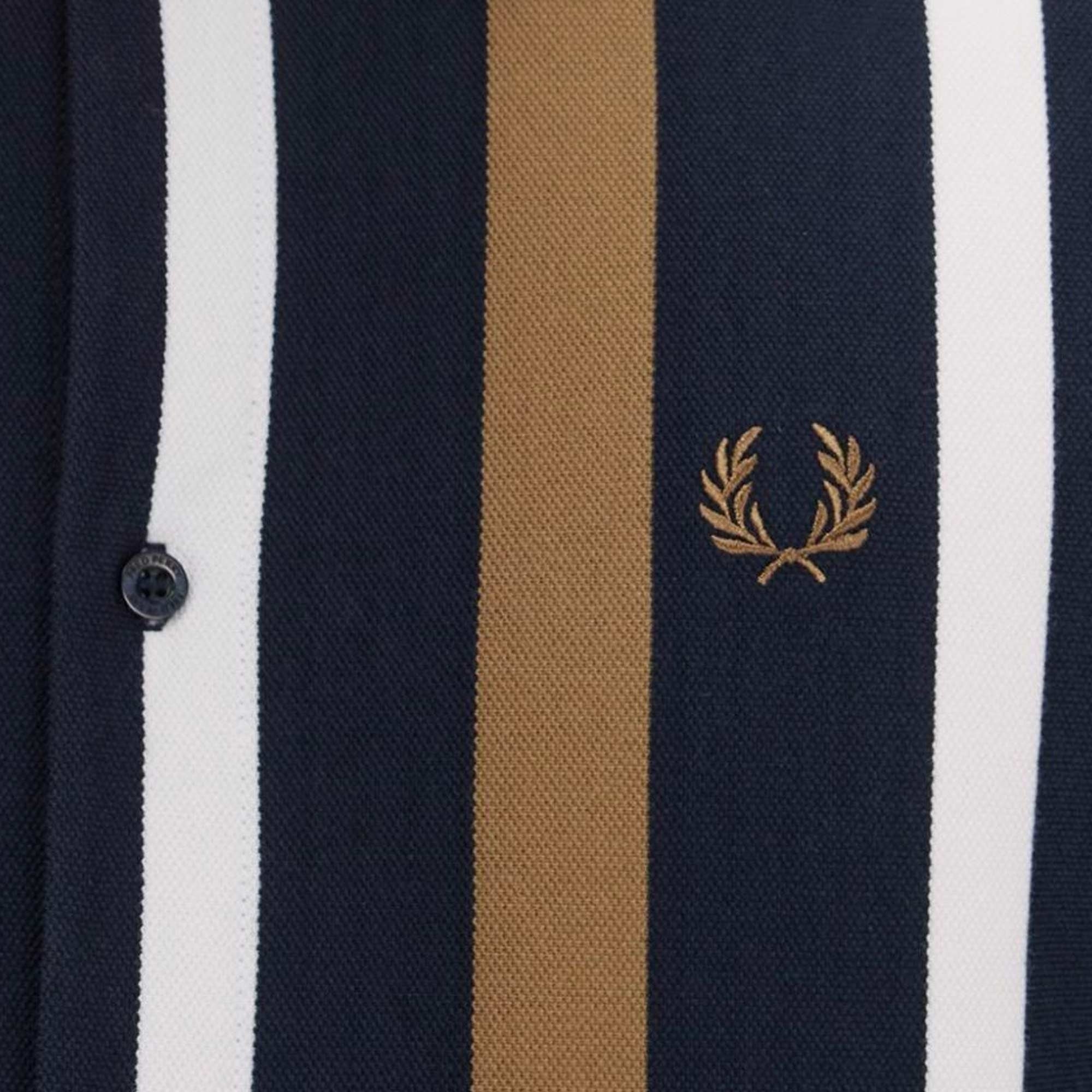 Fred Perry M7771 Gradient Stripe Long Sleeve Polo Shirt - Navy