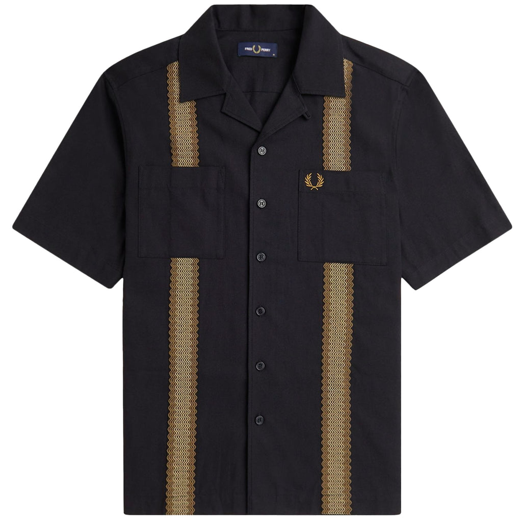 Fred Perry M7768 Tape Detail Revere Collar Shirt - Black