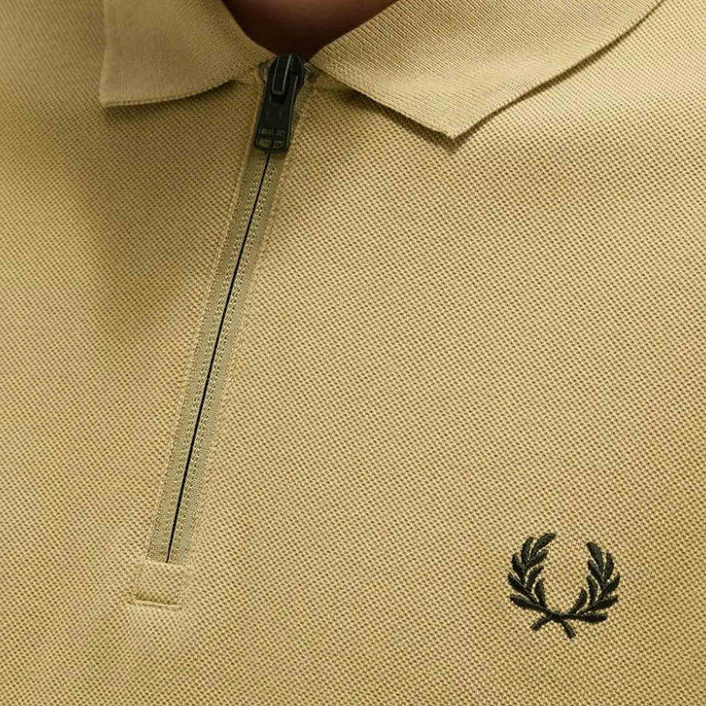 Fred Perry M7787 Zip Neck Polo Shirt - Warm Stone