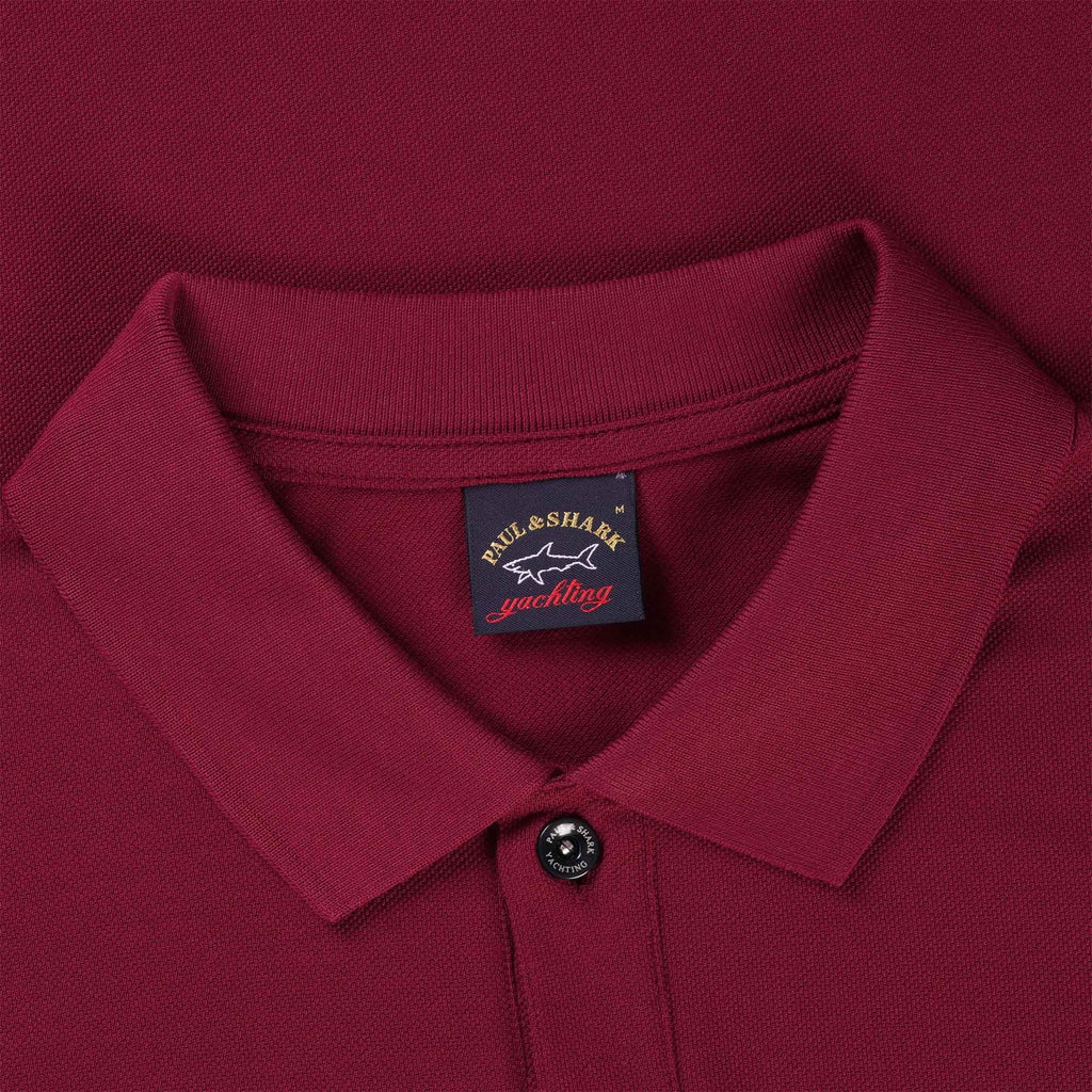 Paul and Shark Short Sleeve Cotton Polo Shirt - Burgundy