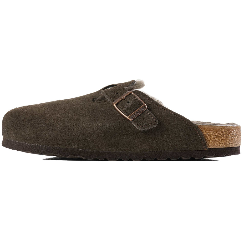Birkenstock Womens Boston Shearling Suede Leather - Mocca