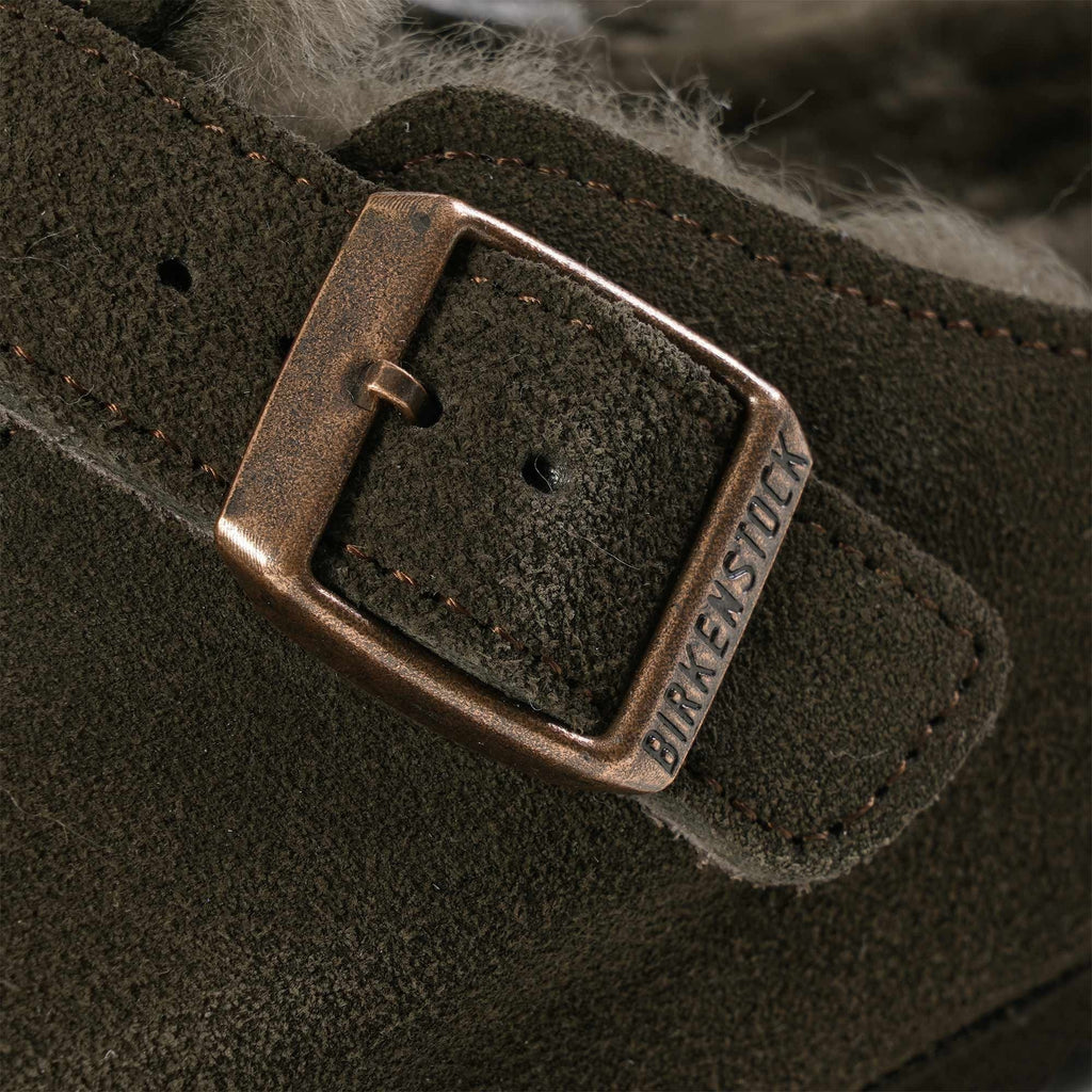Birkenstock Womens Boston Shearling Suede Leather - Mocca