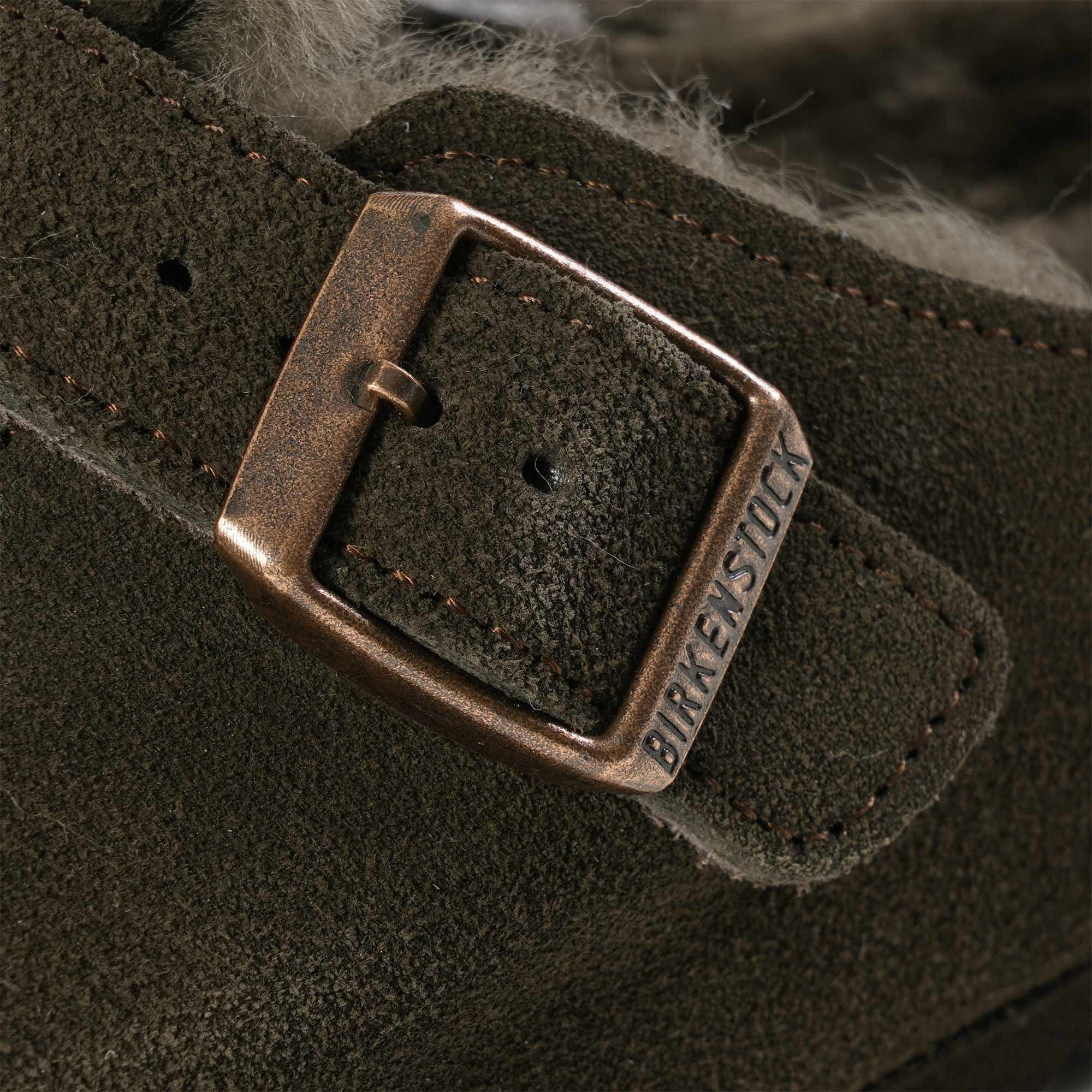 Birkenstock Womens Boston Shearling Suede Leather - Mocca