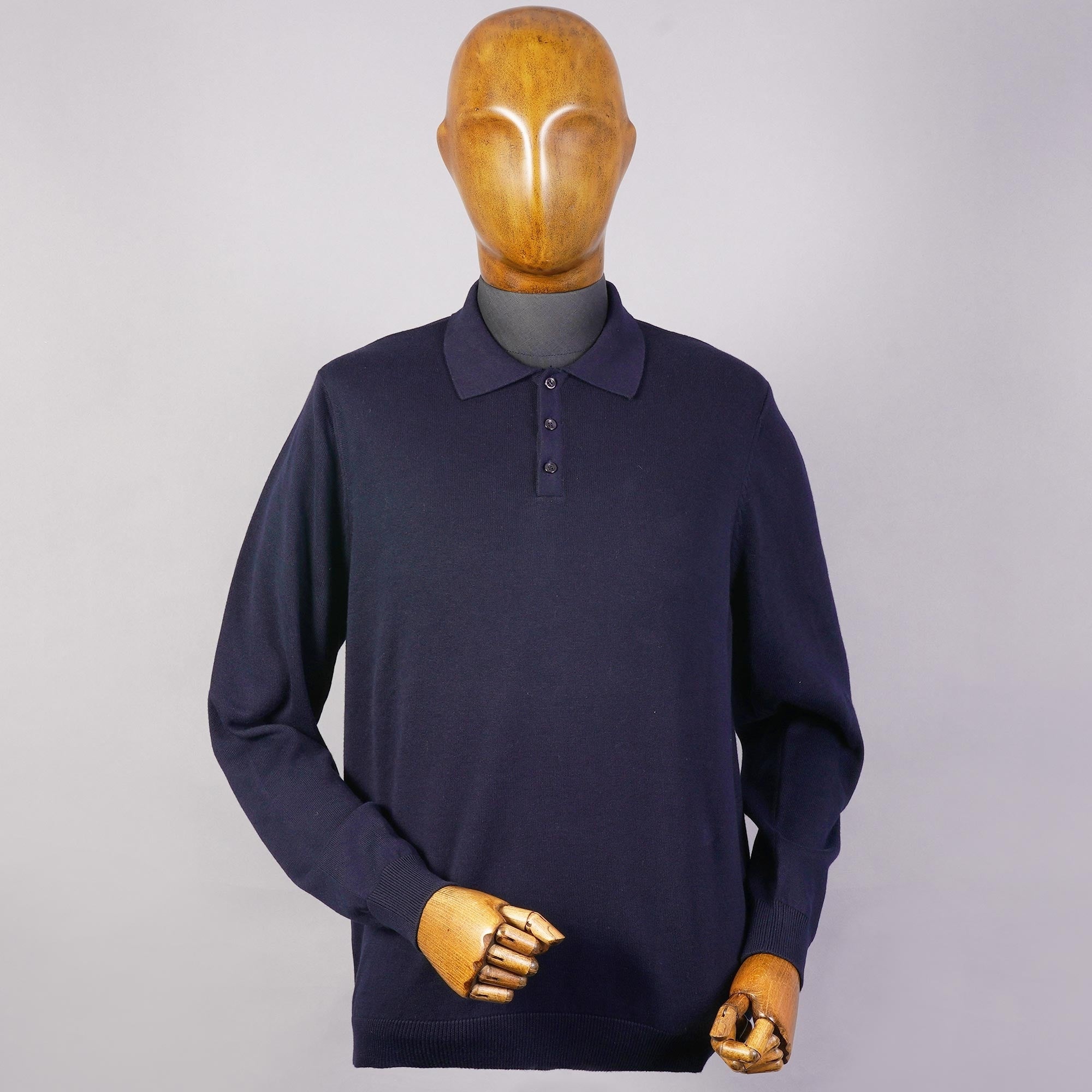 None Of The Above Long Sleeve Polo Shirt - Navy