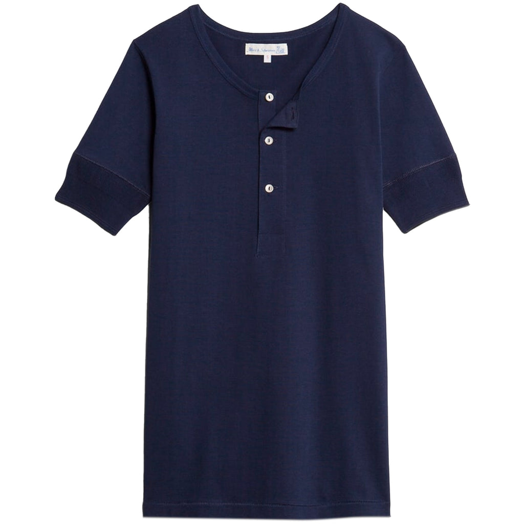 Merz b Schwanen 207 Henley Quarter Sleeve - Ink Blue