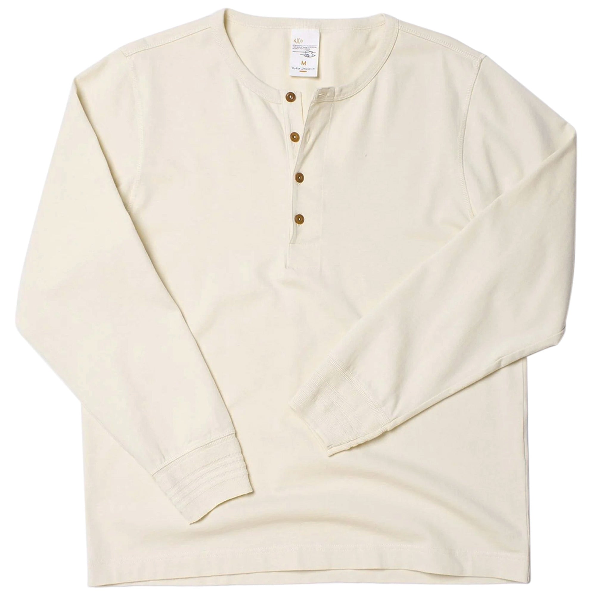 Nudie Jeans Long Sleeve Henley T-Shirt - Ecru