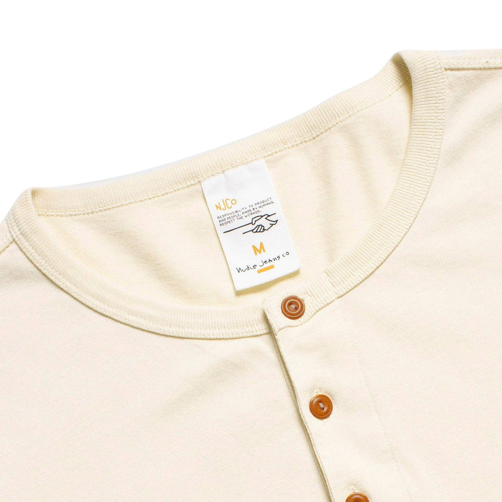 Nudie Jeans Long Sleeve Henley T-Shirt - Ecru