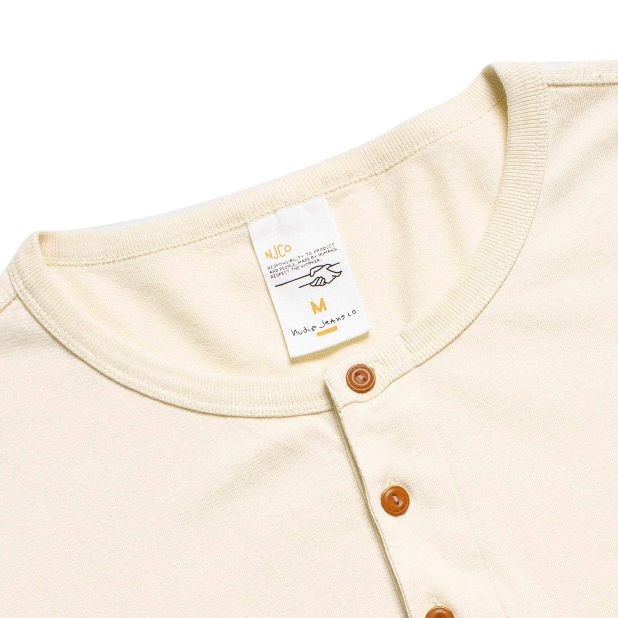 Nudie Jeans Long Sleeve Henley T-Shirt - Ecru