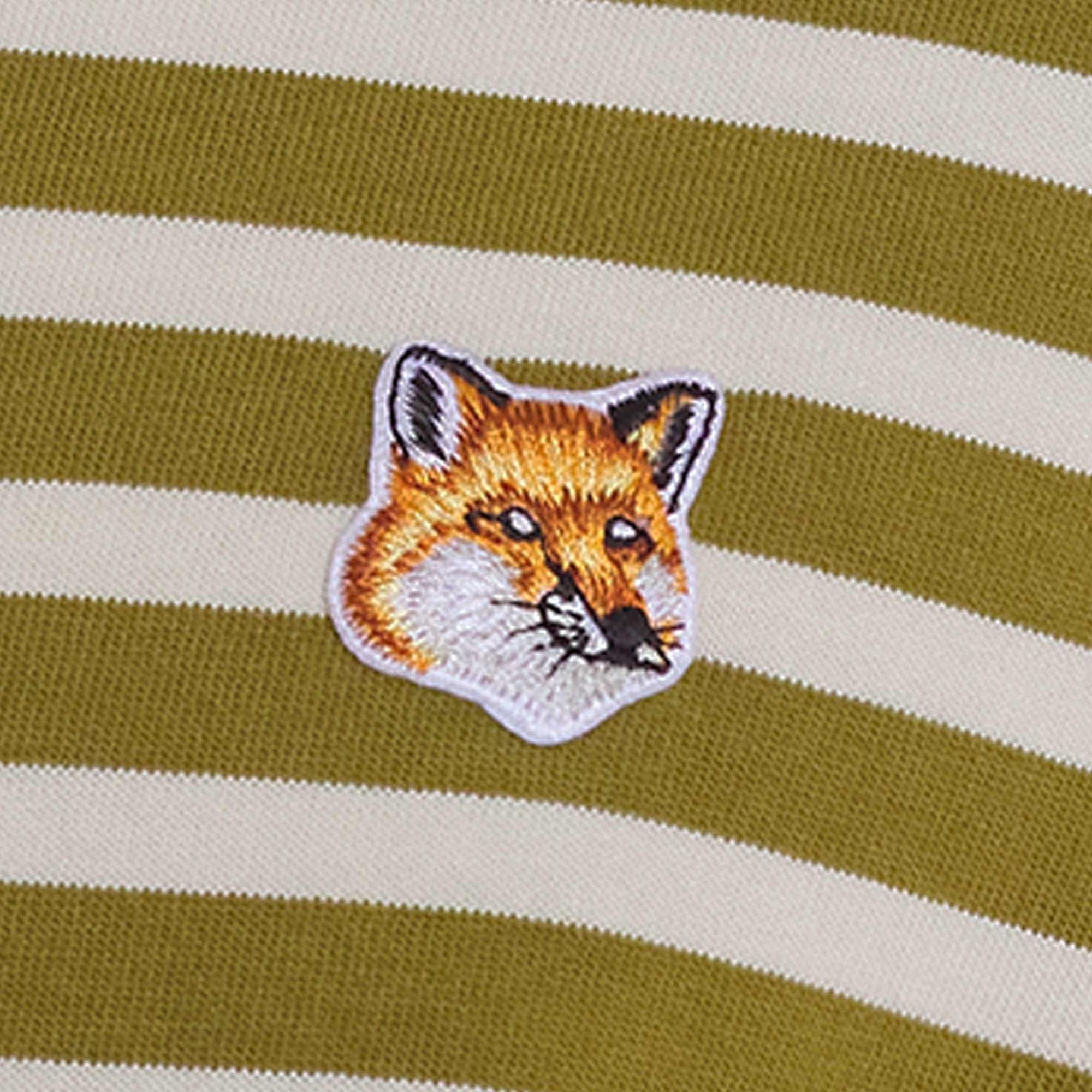 Maison Kitsune Fox Head Patch Striped T-Shirt - Khaki
