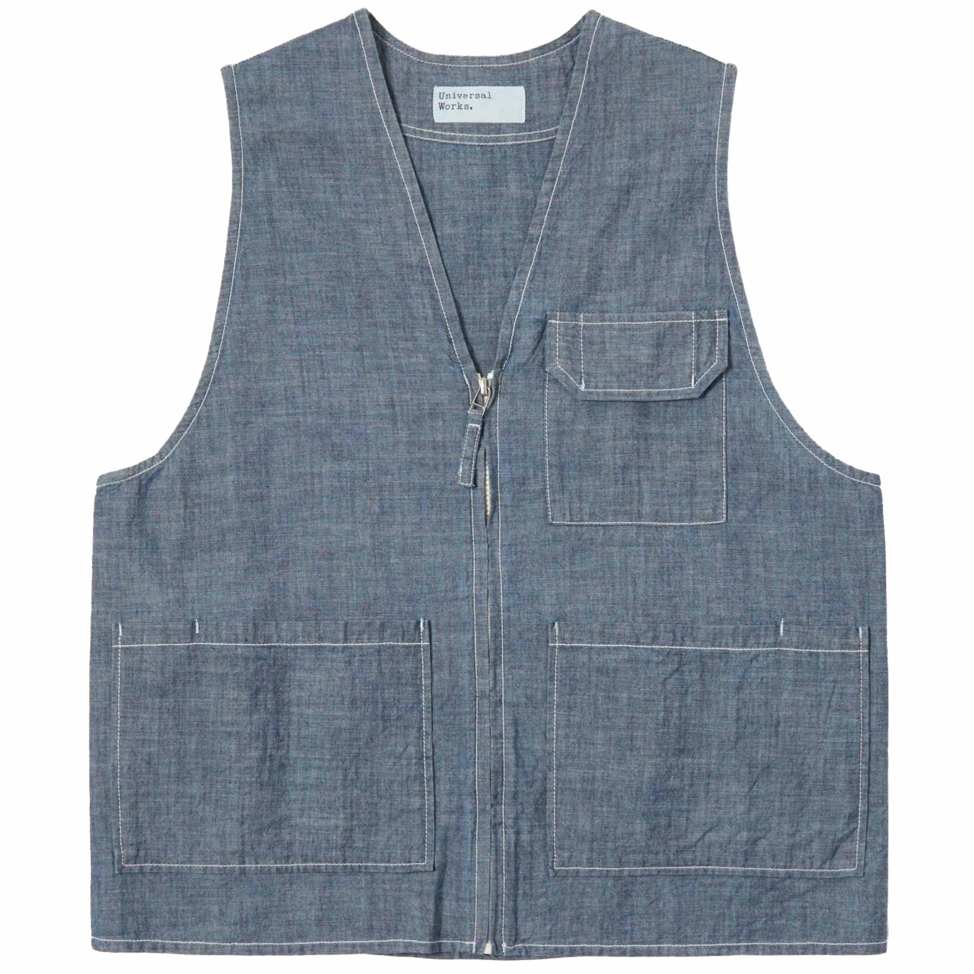 Universal Works Marine Gilet - Indigo Chambray