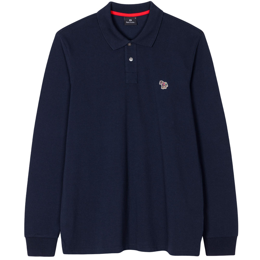 Paul Smith Long-Sleeve Zebra Logo Polo Shirt - Dark Navy