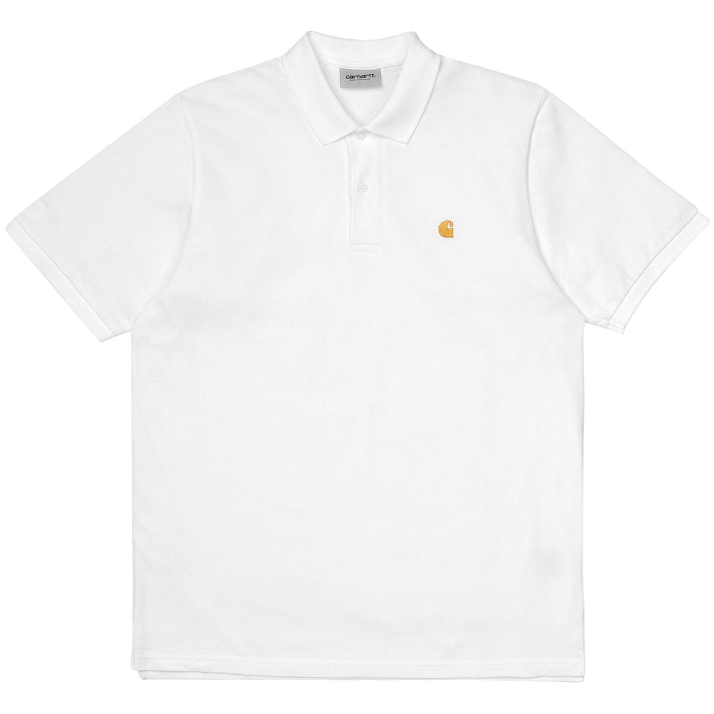 Carhartt WIP Short Sleeve Chase Pique Polo - White