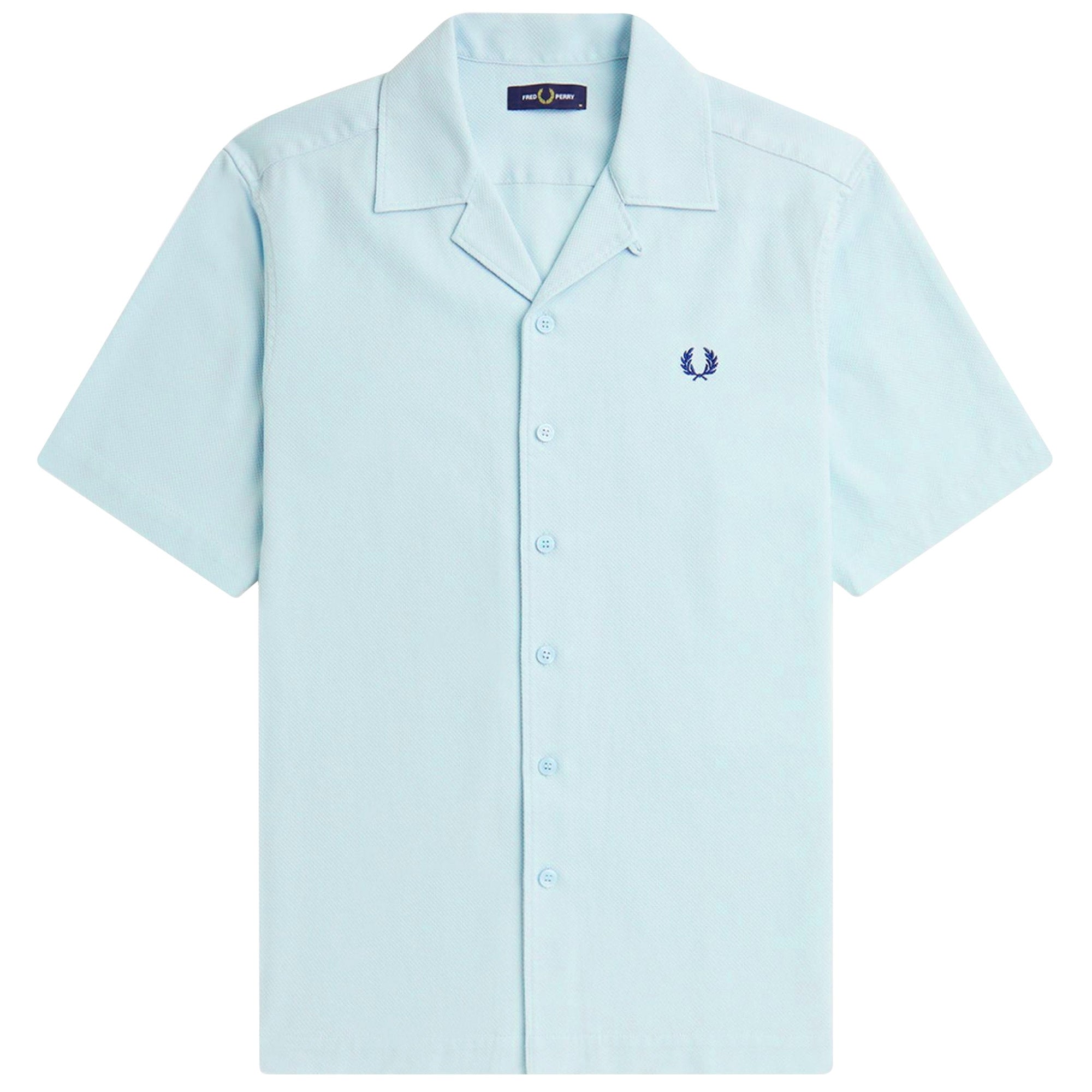 Fred Perry M7774 Piqu  Texture Revere Collar Shirt - Light Ice