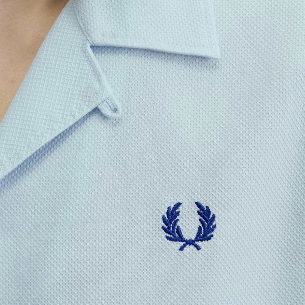 Fred Perry M7774 Piqu  Texture Revere Collar Shirt - Light Ice