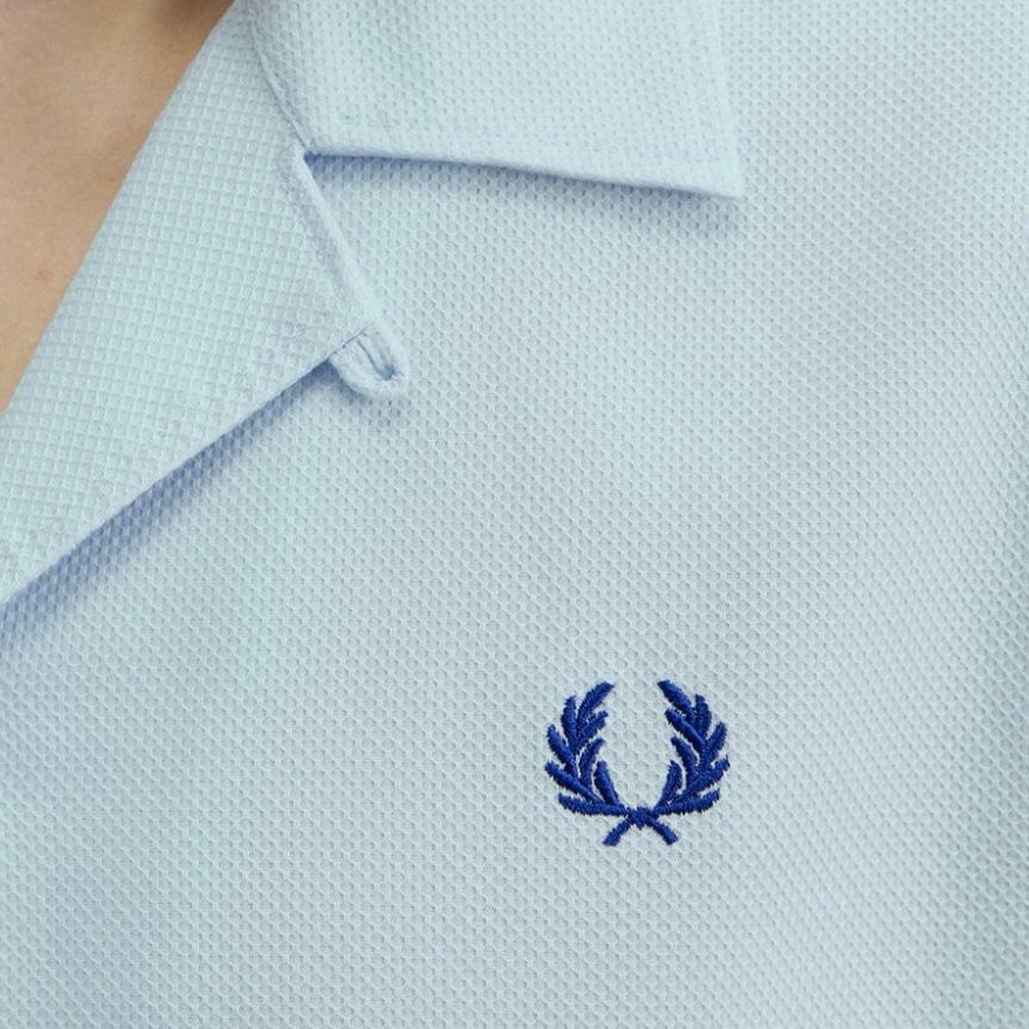 Fred Perry M7774 Piqu  Texture Revere Collar Shirt - Light Ice