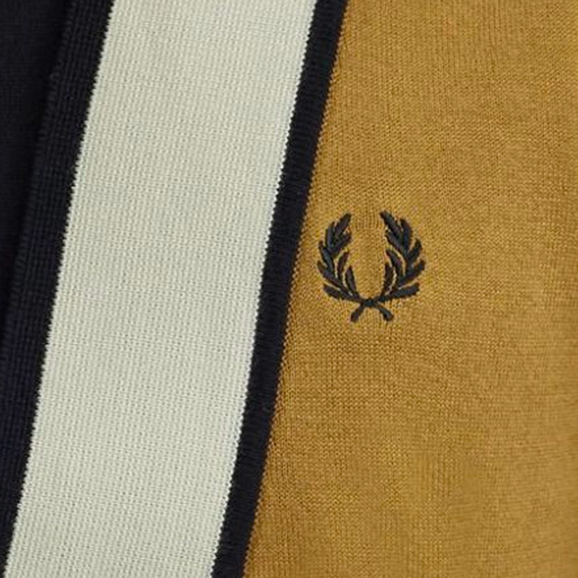 Fred Perry K7852 Knitted Crossover Shirt - Black and Oat