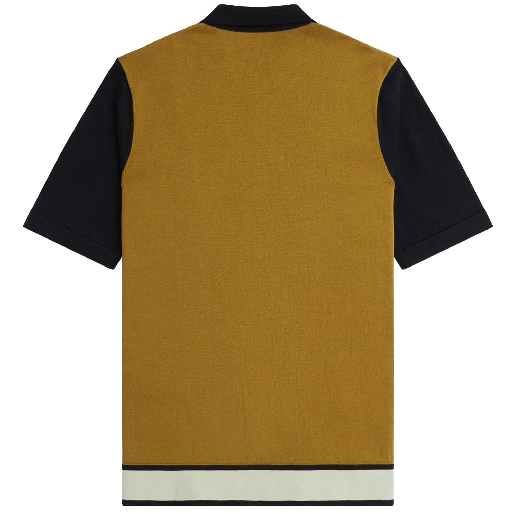 Fred Perry K7852 Knitted Crossover Shirt - Black and Oat