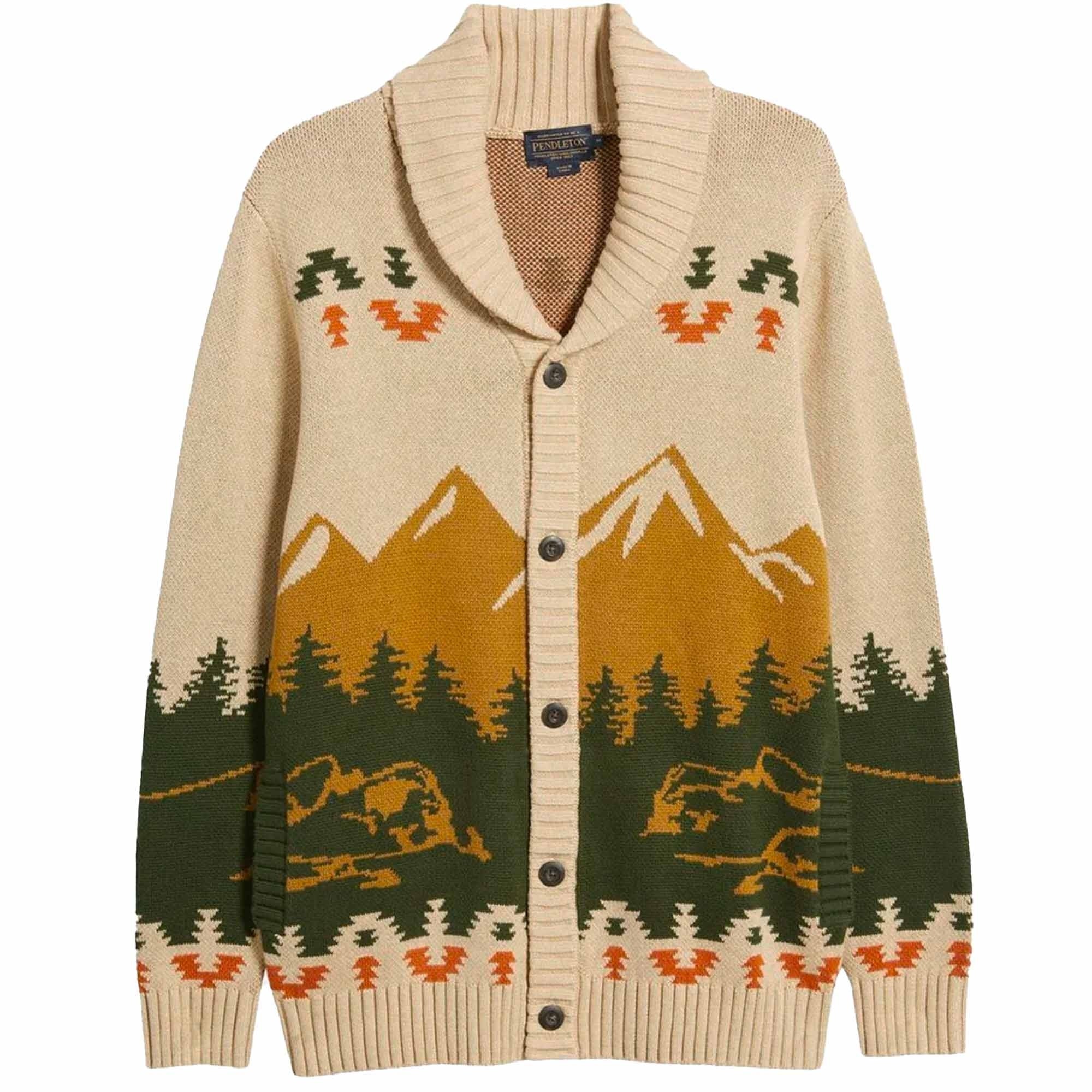 Pendleton Woolen Mills Camp Cotton Cardigan - Tan Peaks