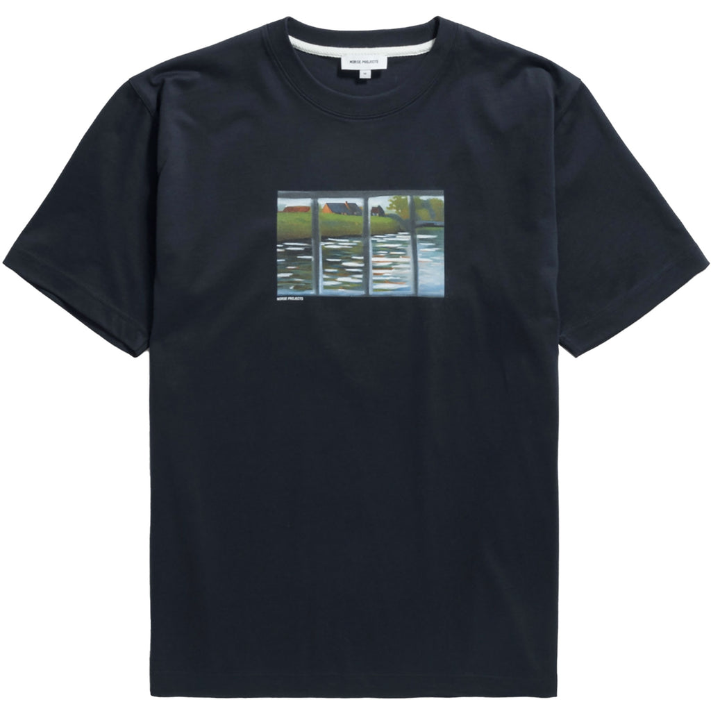 Norse Projects Johannes Organic Canal Print T-Shirt - Dark Navy