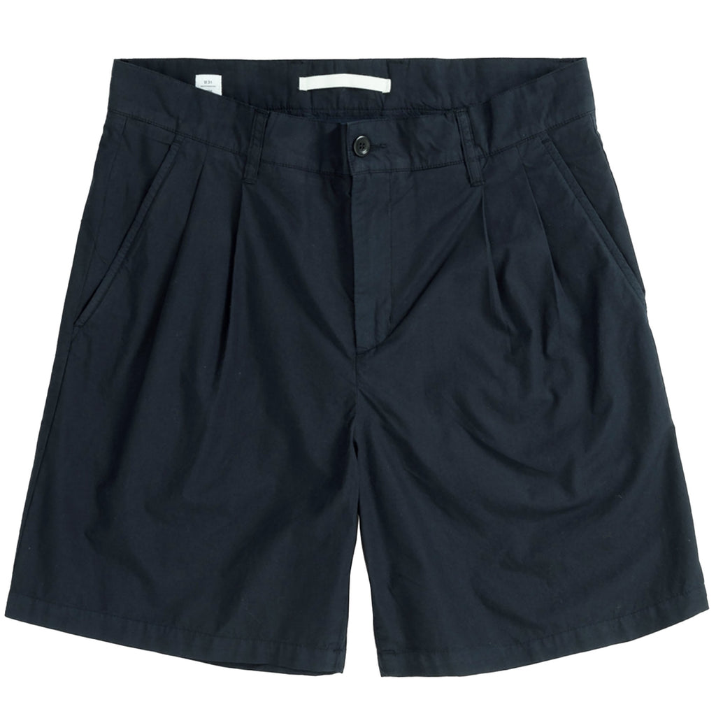 Norse Projects Benn Relaxed Typewriter Pleated Shorts - Dark Navy