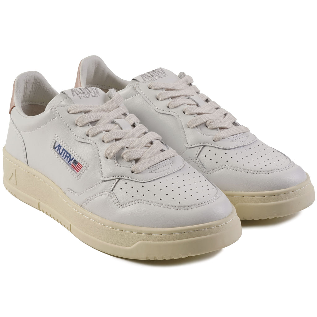 Autry Womens Medalist Low Sneaker - White and Pink