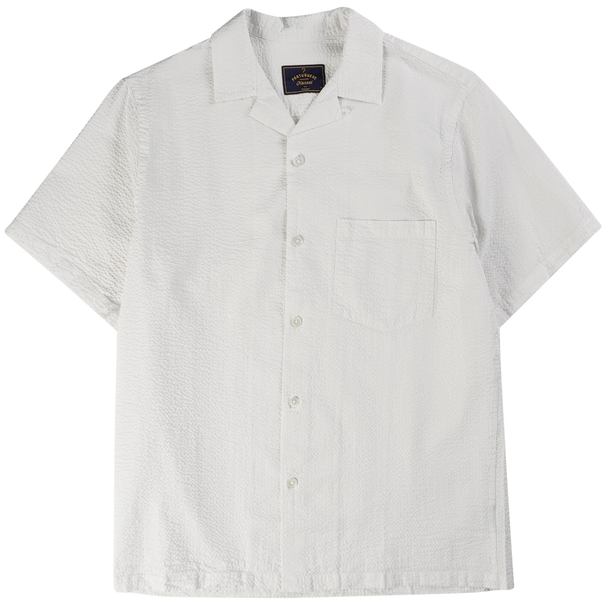 Portuguese Flannel Atlantico Seersucker Camp Collar Shirt - White
