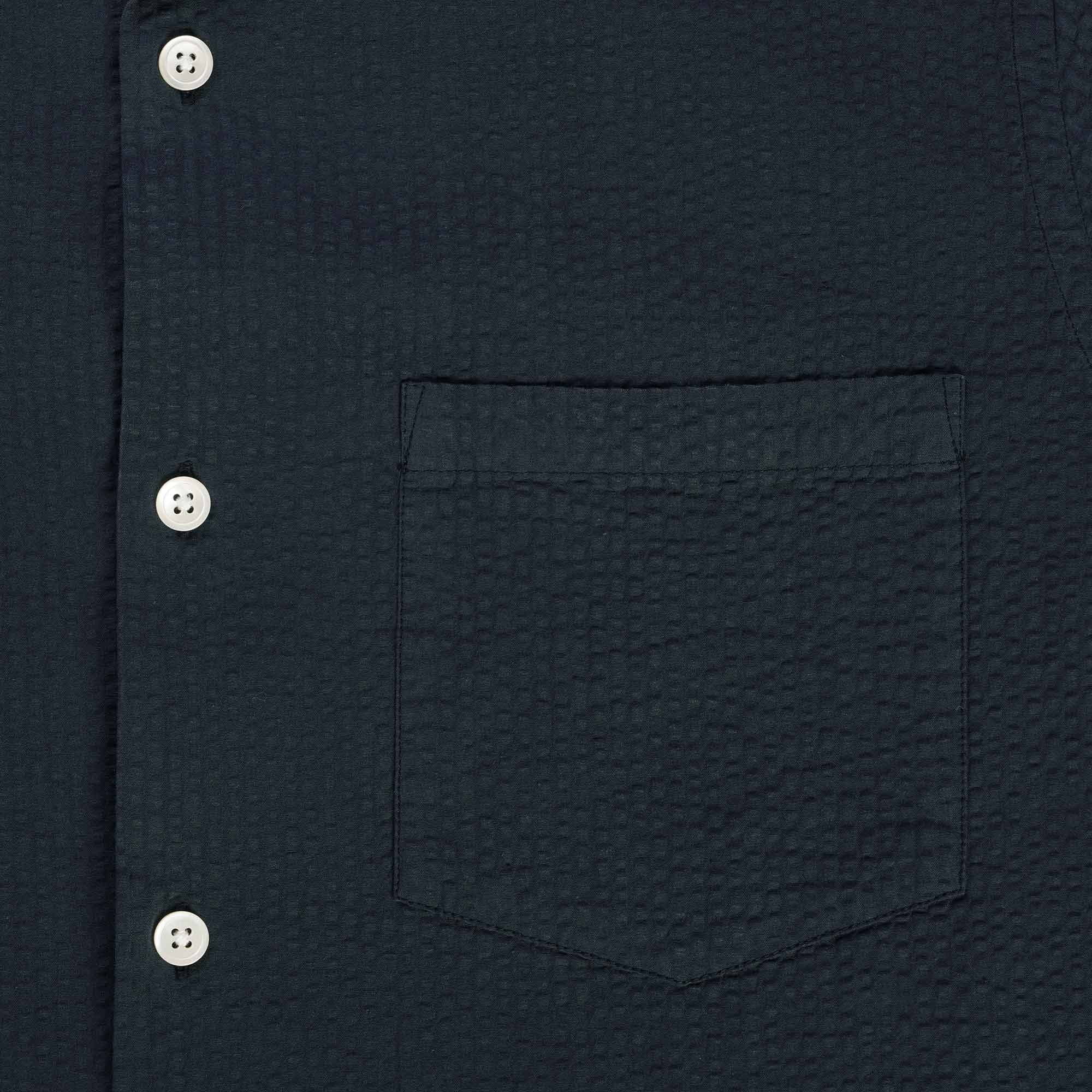 Portuguese Flannel Atlantico Seersucker Camp Collar Shirt - Navy