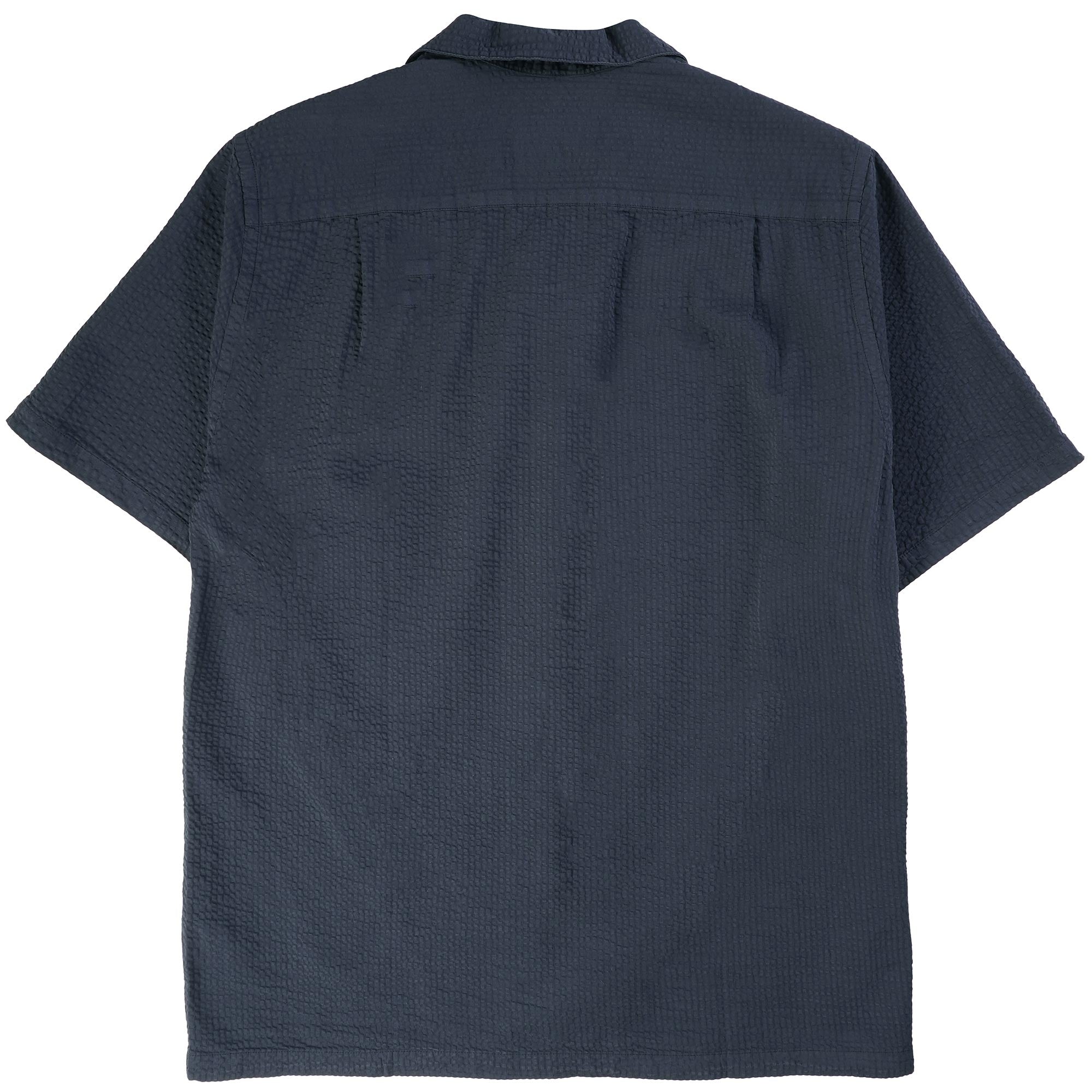 Portuguese Flannel Atlantico Seersucker Camp Collar Shirt - Navy